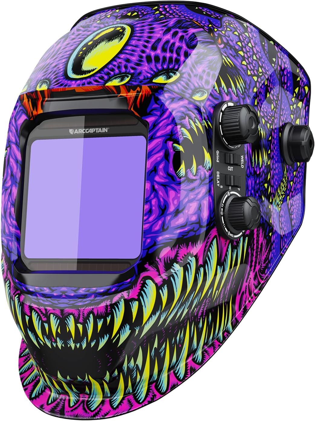 ARCCAPTAIN Welding Helmet Auto Darkening, 3.94"X3.66" Large Viewing Screen True Color Welding Hood with 4 Arc Sensor Solar Powered, Wide Shade 4-5/5-9/9-13 for ARC TIG MIG Welding Helmets for Men