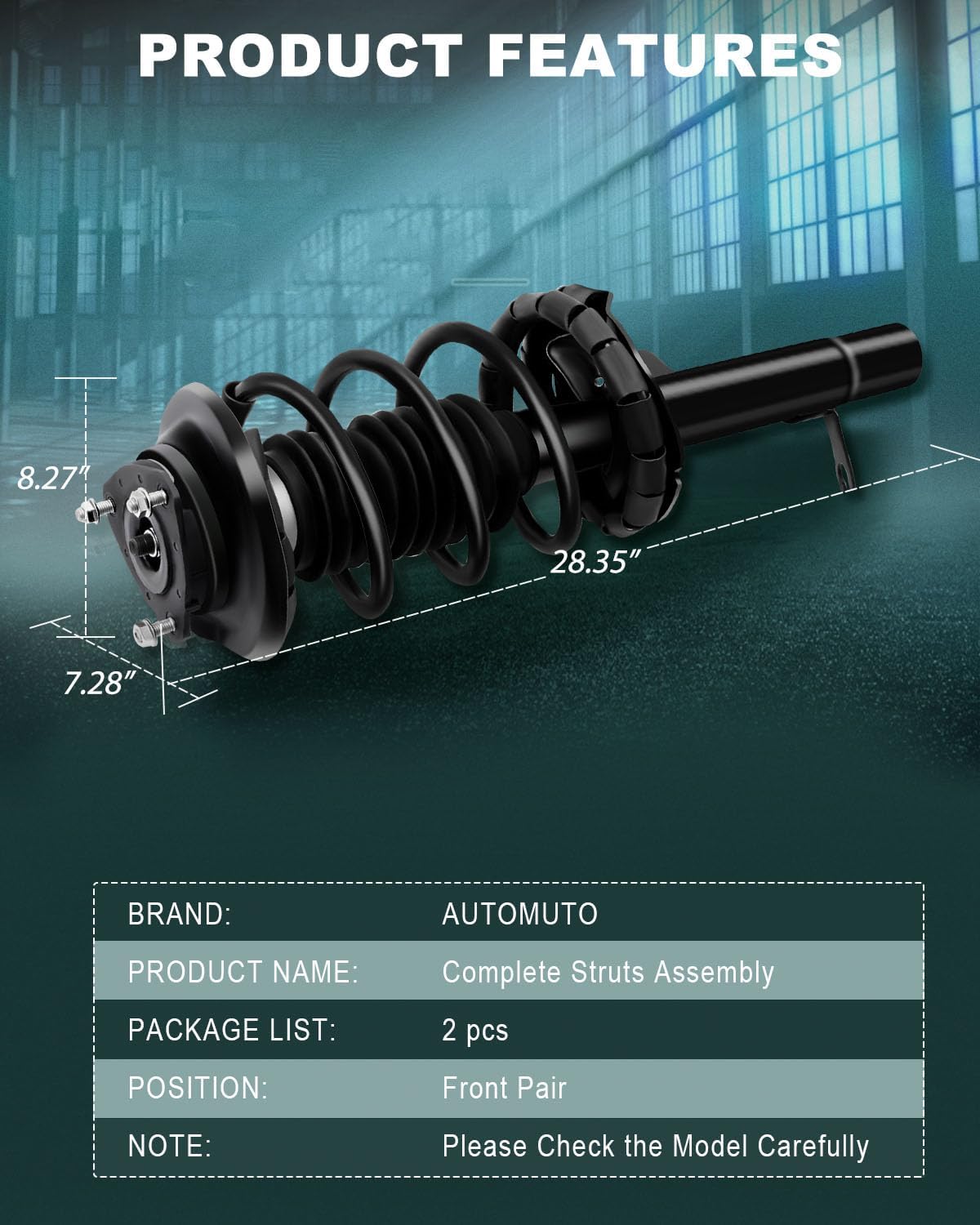 AUTOMUTO Strut Spring Assembly Front Pair Shock Absorber Fit 2000-2005 for Ford Focus