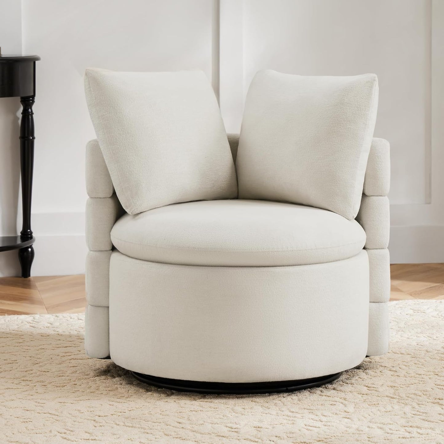Swivel Accent Chair Modern Barrel Armchair with Wood Base for Bedroom Waiting Living Room,1 PCS,Dark Gray