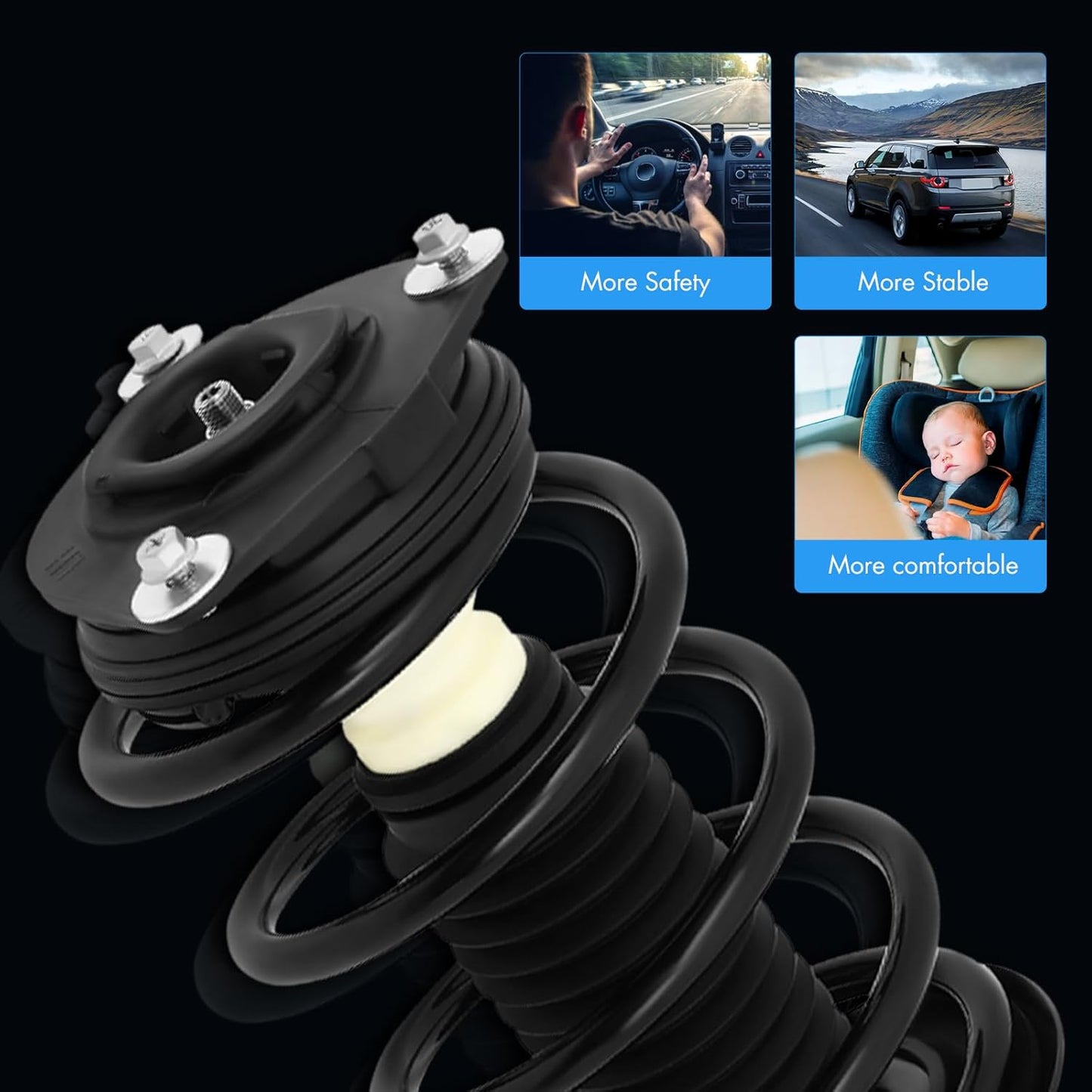 ASAPE 2PCS Front Complete Struts Assembly w\/Coil Spring Fit for 2007 2008 2009 2010 2011 2012 for Nissan Sentra Shock Absorber Assembly Replaces OE 172379 172378