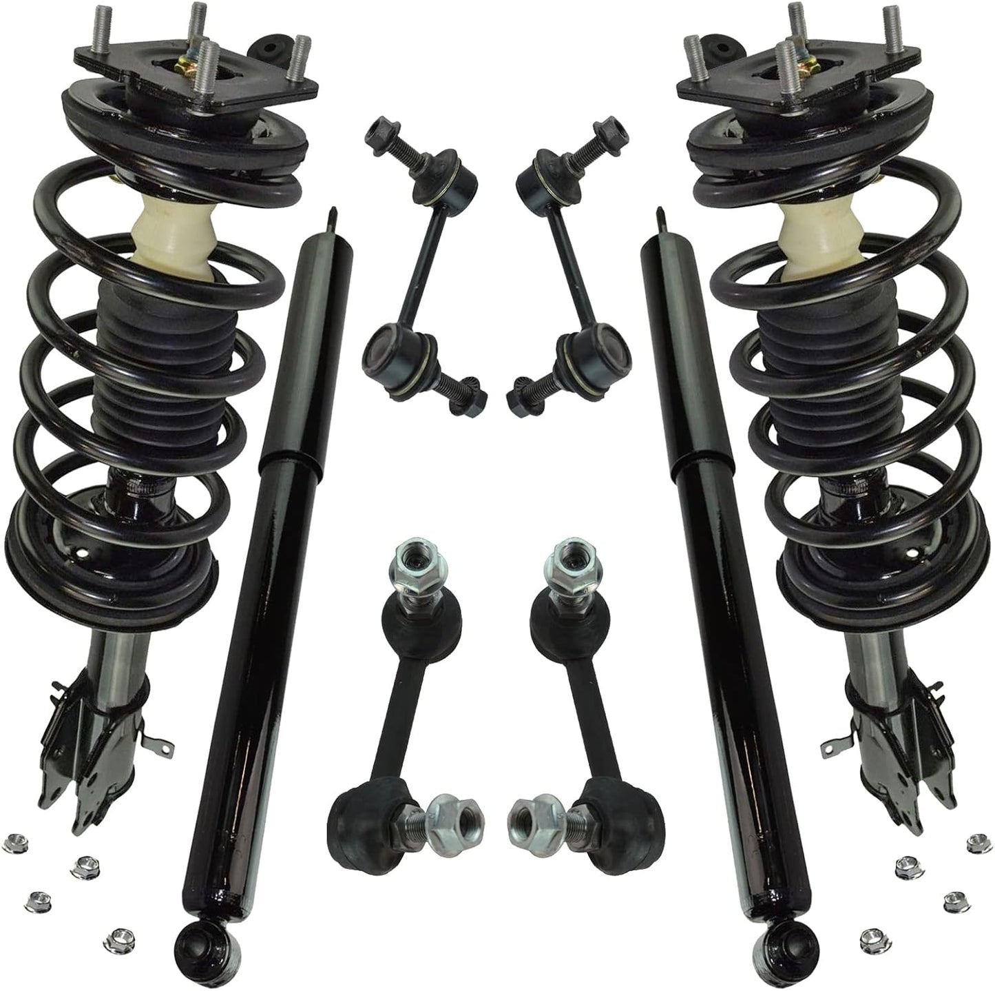 TRQ Front and Rear Suspension Kit Complete Strut & Coil Spring Assembly Shock Absorber Sway Bar Stabilizer Link Compatible with 06-13 BMW