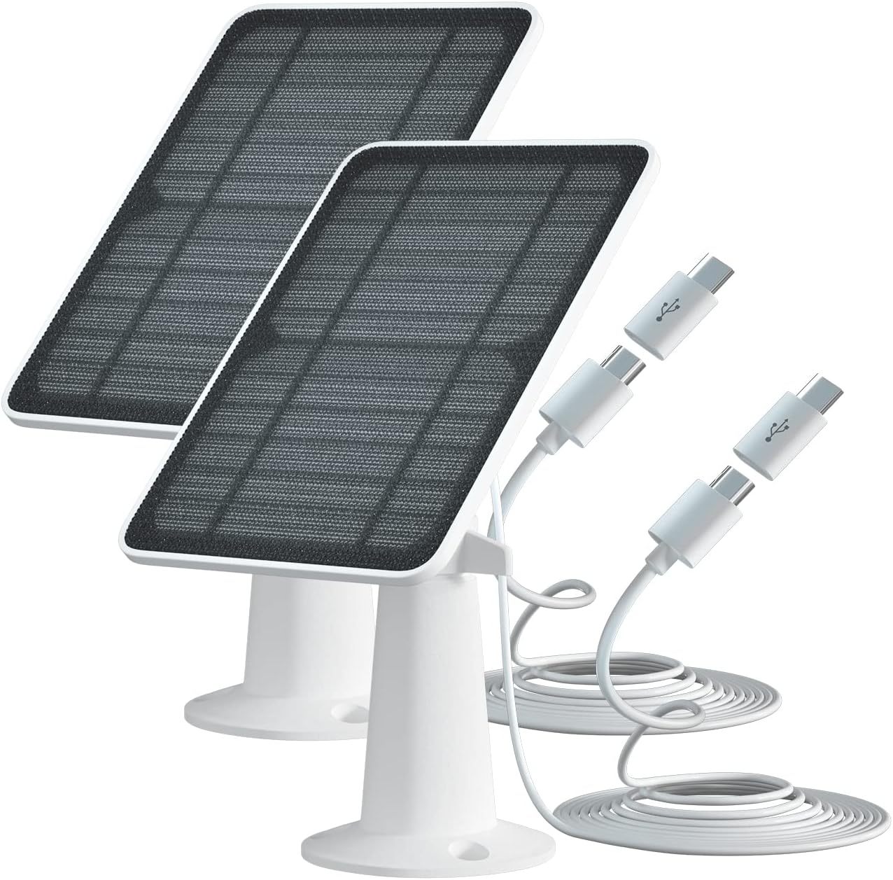 Solar Panel Charger Compatible with Eufycam 3/3C/2C/2C Pro/E40/E20/2/2 Pro/E/L20/L40/Solo/SoloCam Spotlight, 5W Solar Panel for Eufy Camera, Micro USB & USB-C Port, 9.8ft Cable, P65 Waterproof, 4 Pack