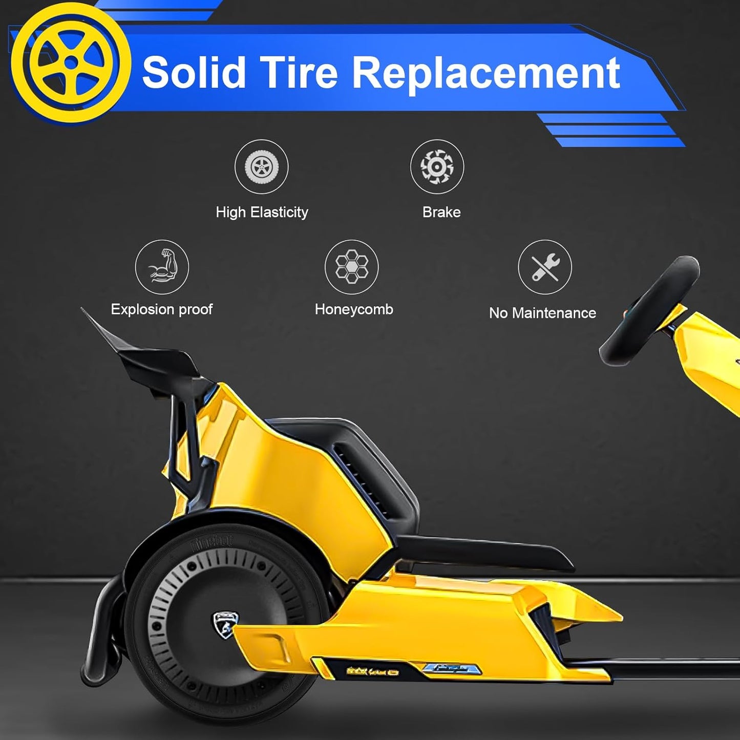 2PCS 10-2.75 Original Solid Tires for Segway Ninebot S Max, Quick Release Drift Tires for Ninebot Gokart Pro/Pro 2, Rear Tire for Ninebot Gokart (with Ninebot S Max) and Ninebot Gokart Lamborghini