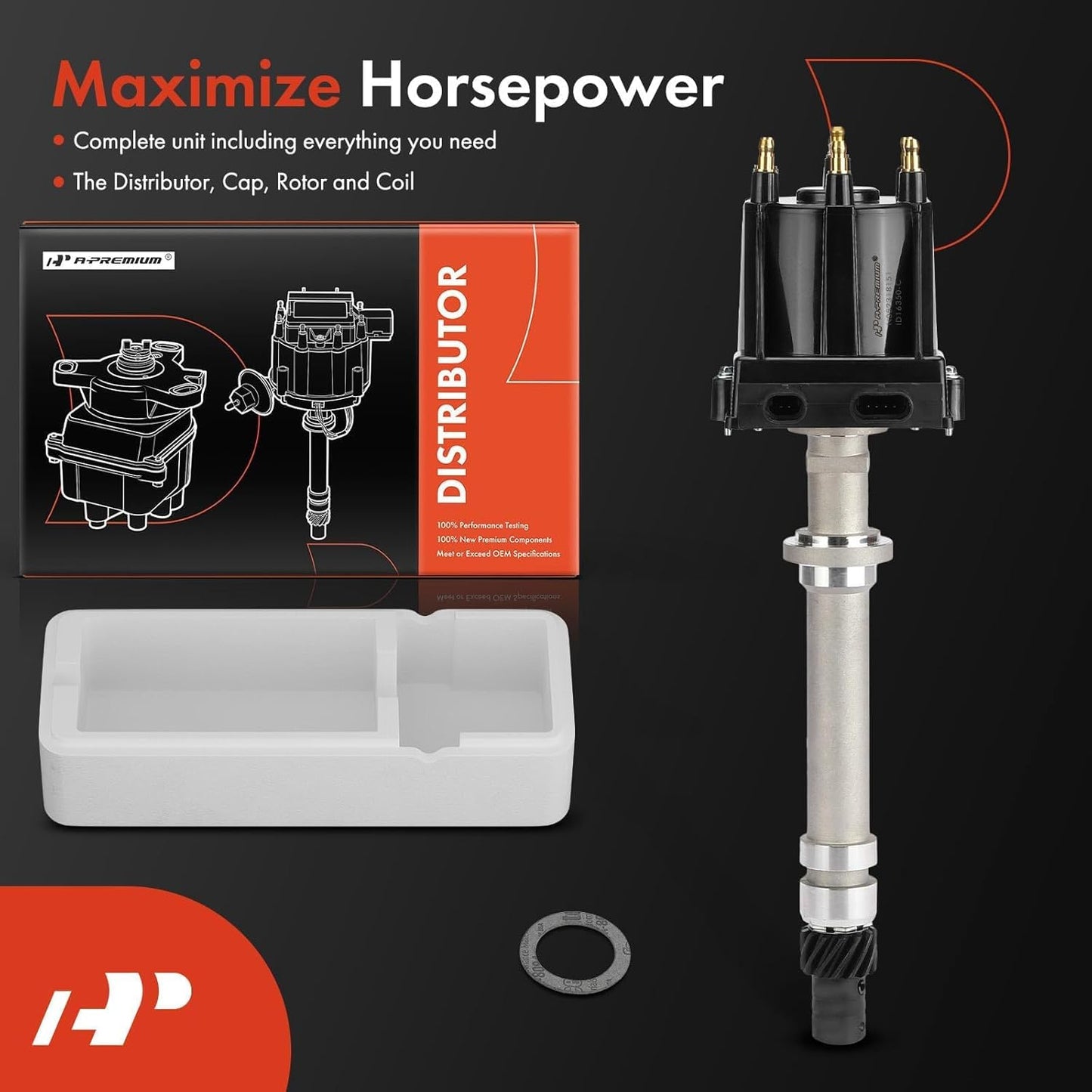 A-Premium Ignition Distributor with Cap and Rotor Compatible with Chevrolet Astro, Blazer, C10, C1500, Caprice, G10, Impala & GMC C1500, Caballero, Jimmy & Pontiac Bonneville & Oldsmobile Bravada