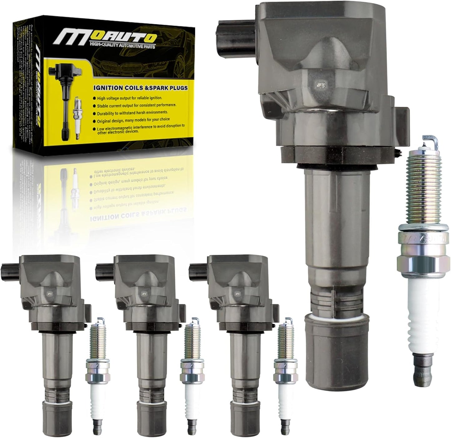 Set of 4 Ignition Coils Pack UF747 22433AA700 & 4 PCS Iridium Spark Plugs Compatible with Subaru XV Crosstrek Forester Legacy Outback - 2.0L 2.5L H4