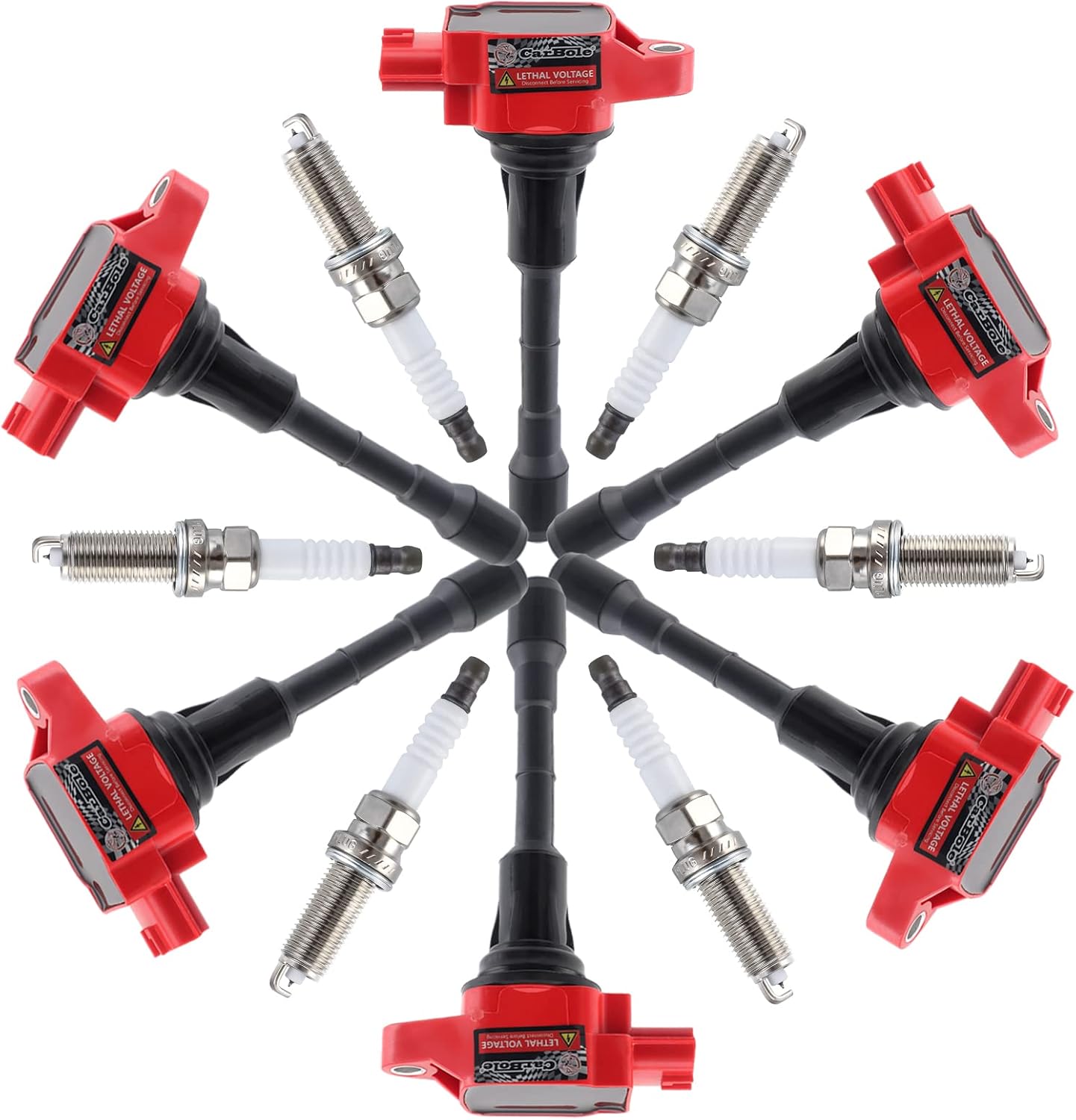CarBole UF510 E1010 Ignition Coils Spark Plugs Set Replacement for Nissan QX56, Infiniti Titan Armada Pathfinder NV2500 NV3500