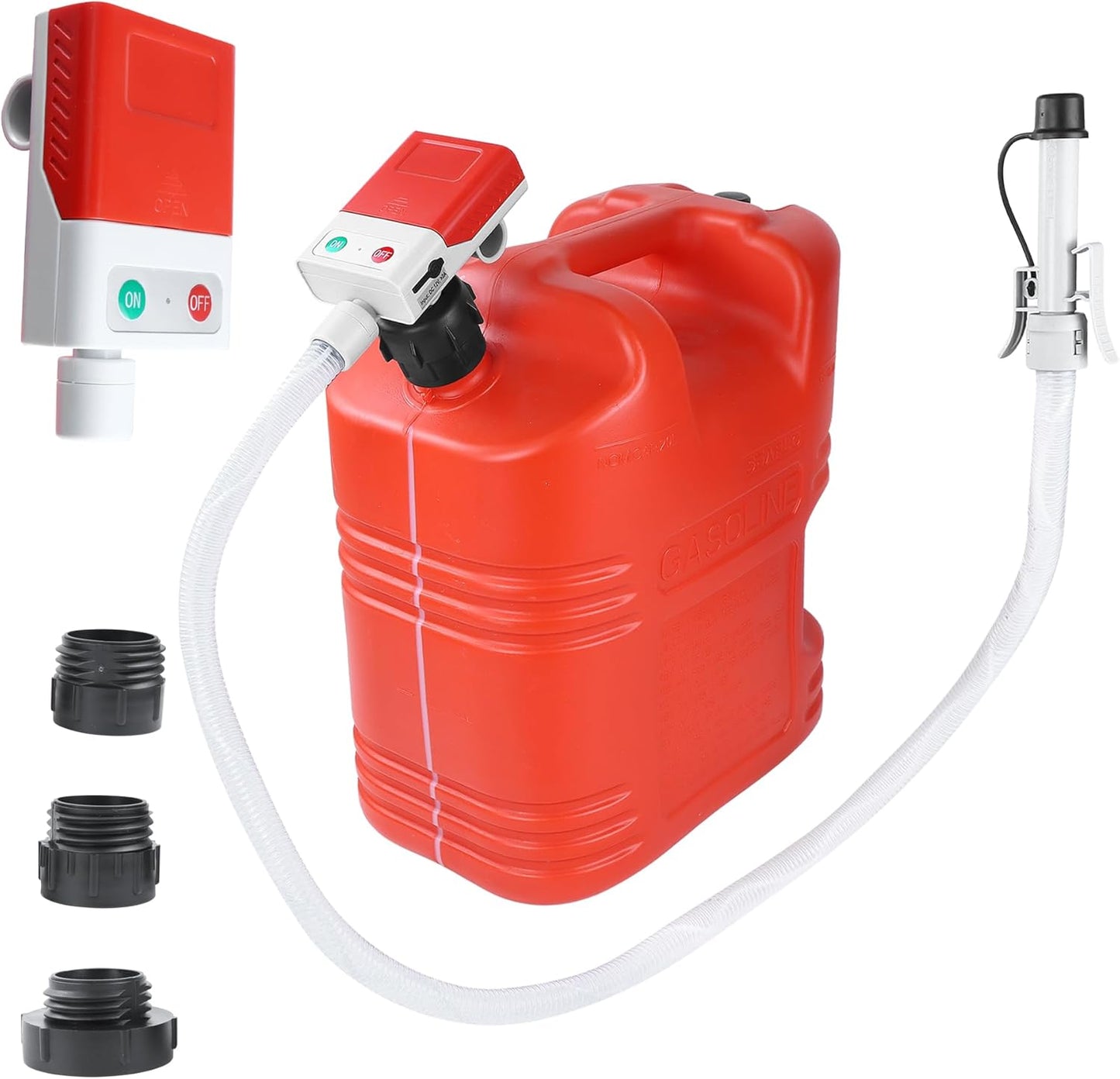 Automatic Fuel Transfer Pump with Auto-Stop Sensor(2.4 GPM), Flexible Intake Hose Fits Most Irregular Gas Cans for Gasoline Diesel Kerosene & More