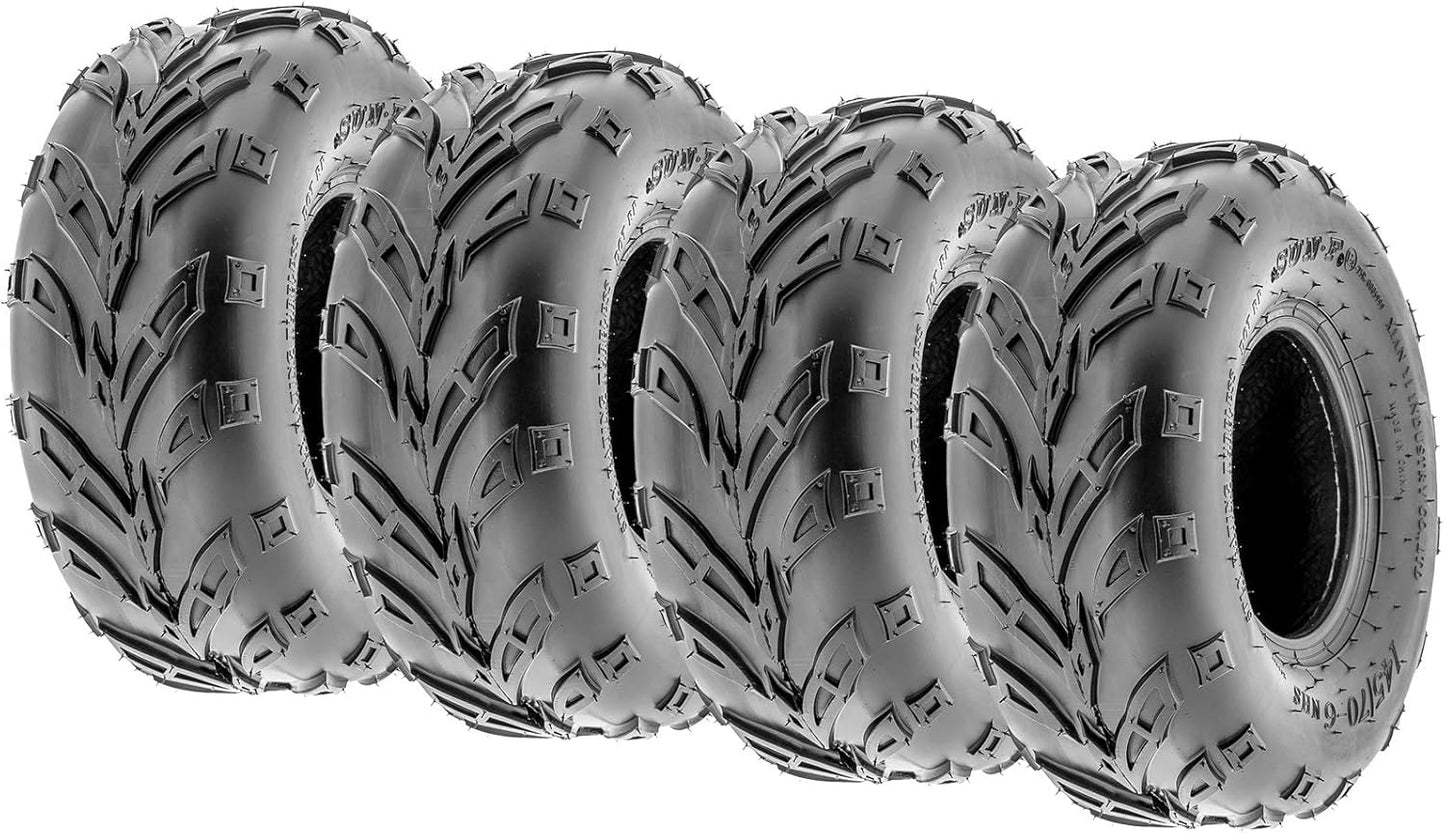 Set of 4 SunF A004 Go-Kart ATV Tires 16x6-8 Front & 16x7-8 Rear, all terrain, 6 PR, Tubeless
