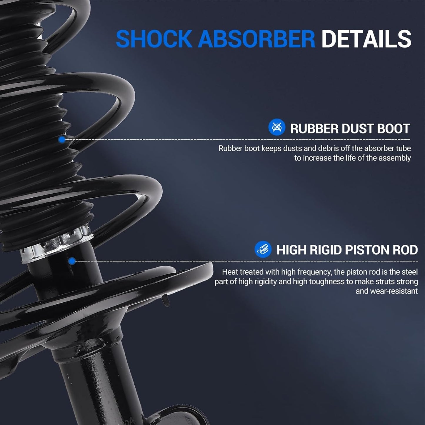 Autoround 172275 172276 Front Complete Shock Absorber Compatible with Toyota RAV4 2.4L 2006-2008, 2.5L 2009-2012, L4 Left & Right Struts with Coil Spring Assembly