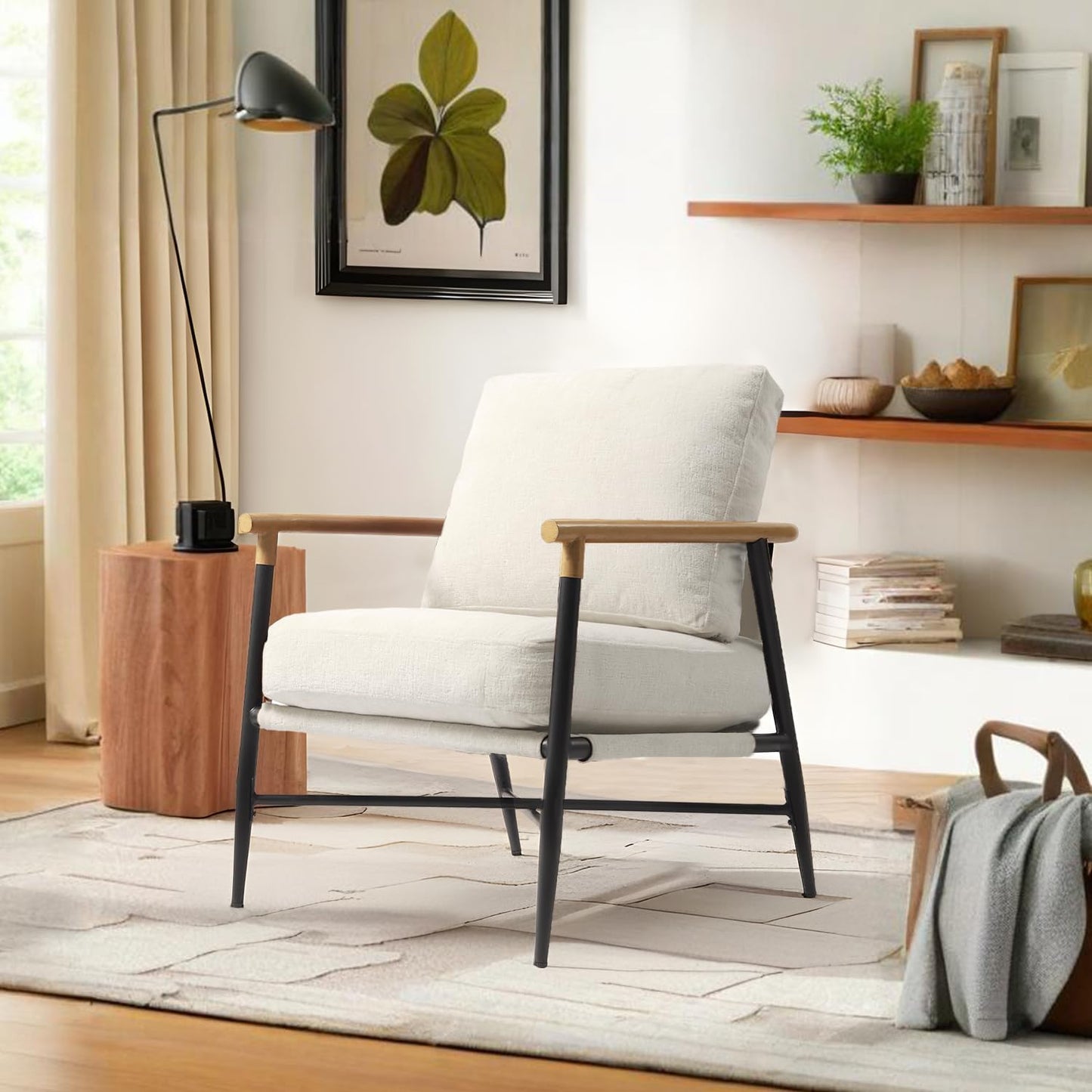 Accent Chair, Upholstered Chenille Living Room Chair with Metal Frame, Mid Century Modern Reading Lounge Sofa Armchair with Removable Cushion for Living Room, Bedroom, Office (Green, Set of 2)
