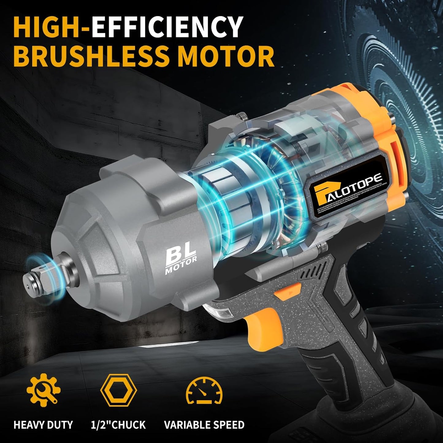 1/2" 1500N. m Cordless Impact Wrench Suitable 20V DeWalt Battery, 1105Ft-lbs High Torque Brushless Impact Gun with 5 Sockets,LED Work Light, Pistola De Impacto for Car Truck Mower(No Battery)