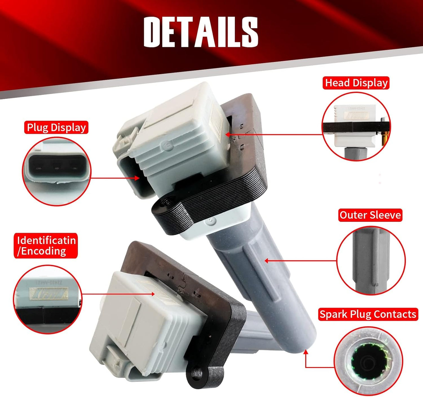 Set of 4 Ignition Coils UF480 UF508 Compatible with Subaru Impreza Baja Outback Legacy - H4 2.0L 2.5L Turbo Replaces 22433AA561 22433AA560 C1479 C1401 UF567