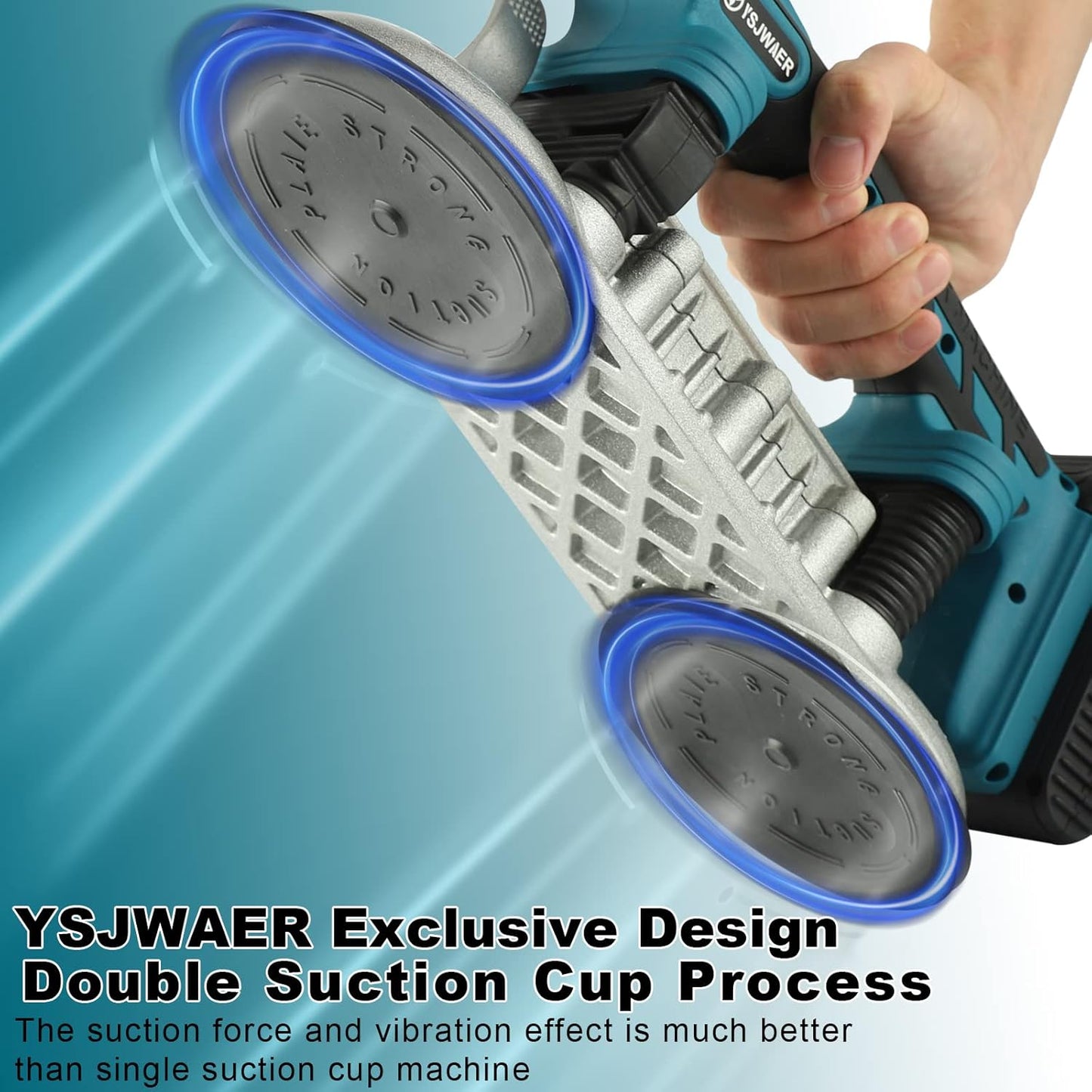 Tile Installation Tool Vibration Machine - YSJWAER Double Suction Cup Vibrator Handheld Tiling Leveling Laying 12000mAh 24000r/min 6 Speeds