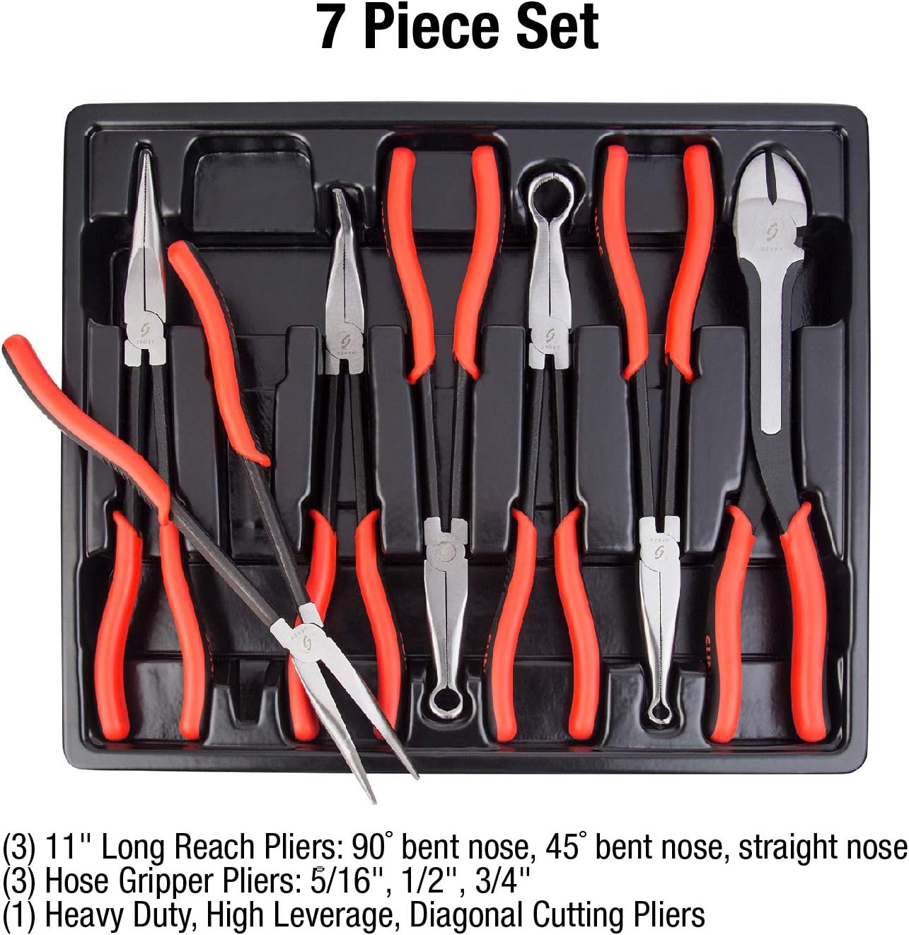 SUNEX TOOLS 3613V 7-Piece Long Reach Pliers Set