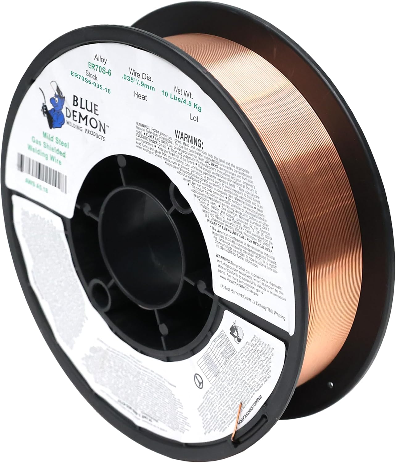 Blue Demon ER70S6 X .035 X 10 LB MIG/GMAW Carbon Steel Welding Wire, All Position, Low Spatter, Formulated to Provide Porosity-Free, X-Ray Quality Welds