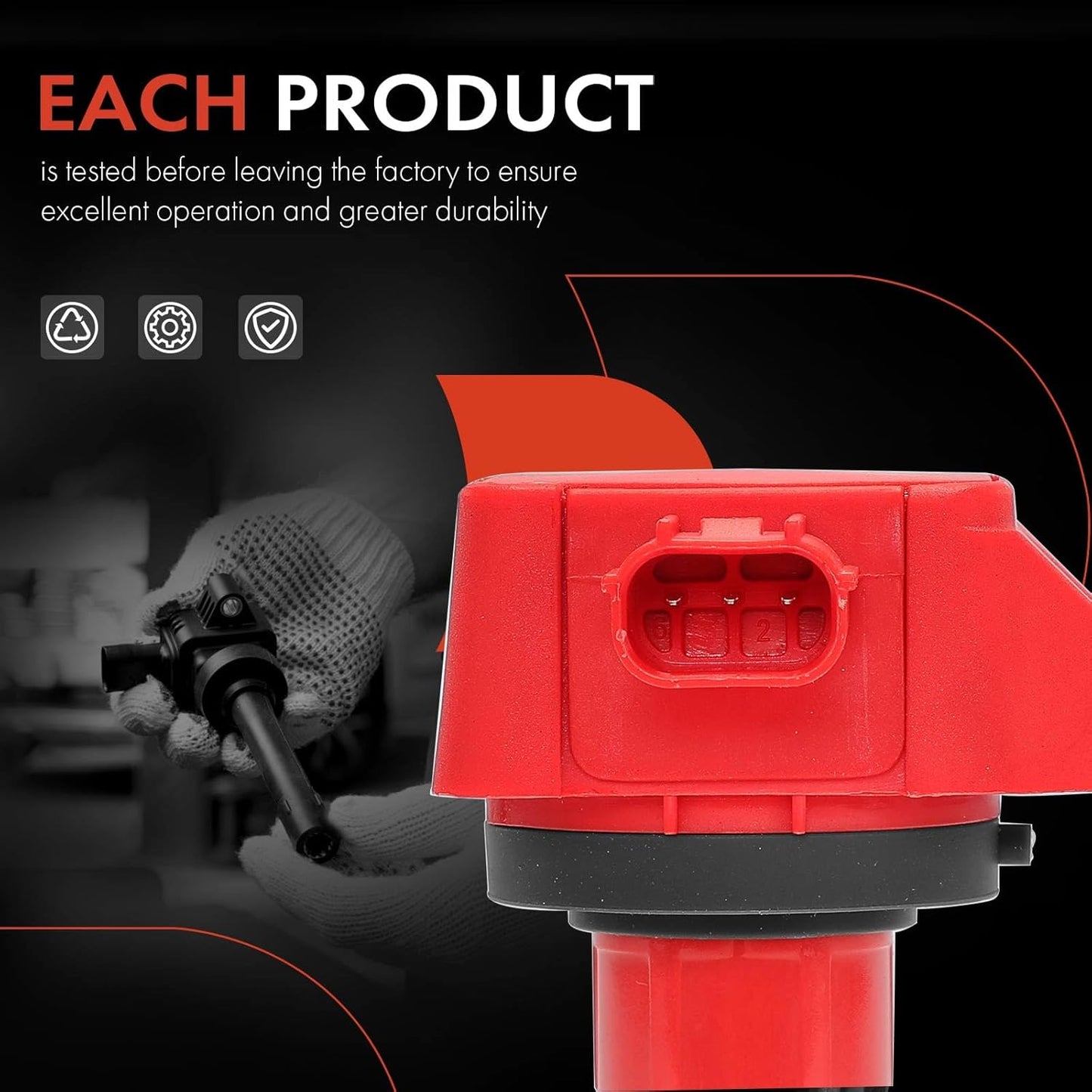 A-Premium (Red) Engine Ignition Coil Pack Compatible with Honda Civic 2006 2007 2008 2009 2010 2011 1.8L, Replace# 30520RNAA01, 099700101, 4-PC Set