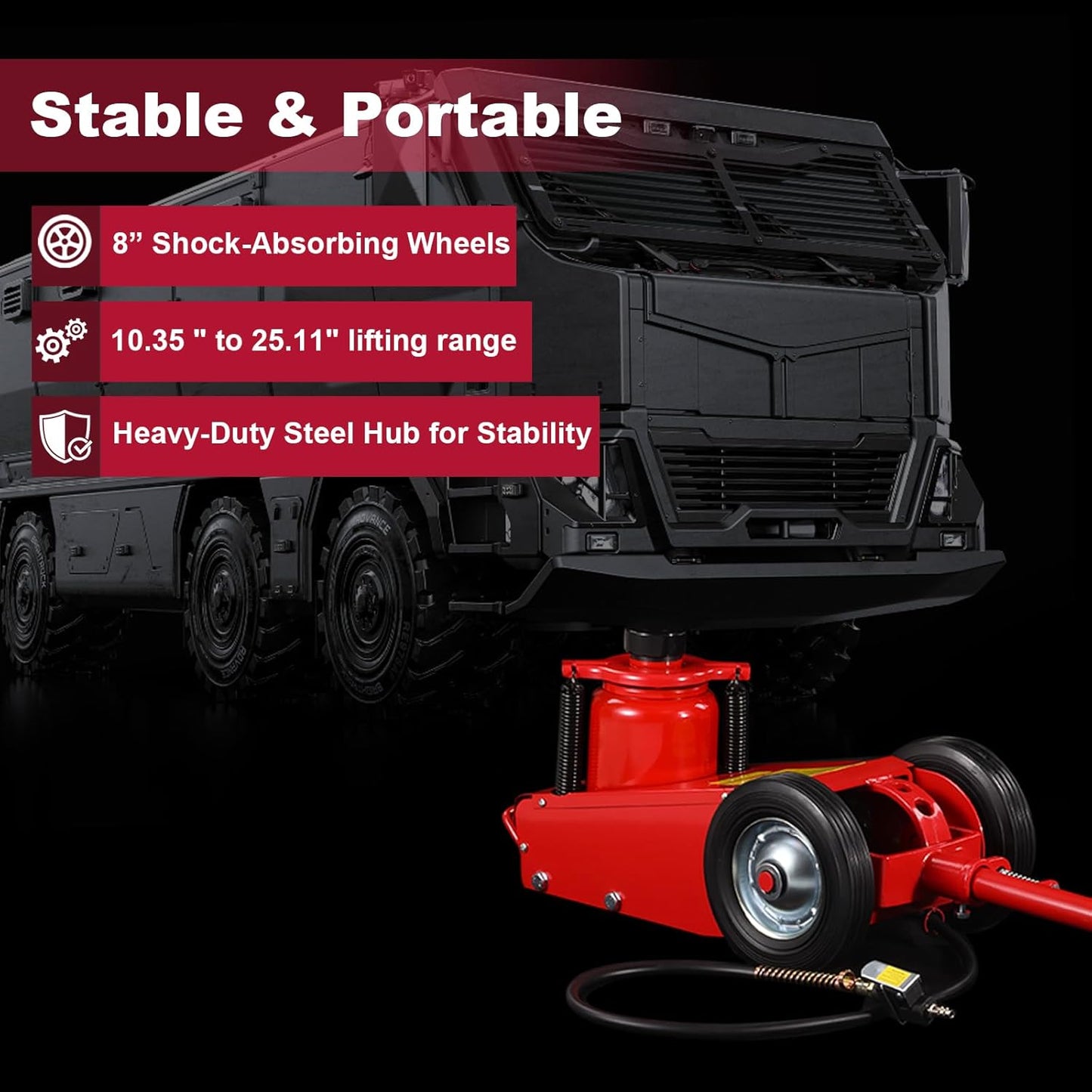 XtremepouwerUS 35-Ton Air Hydraulic Floor Jack Truck Lift Jacks Service Repair Lifting Tool Wheels w/Extension Adapters Set