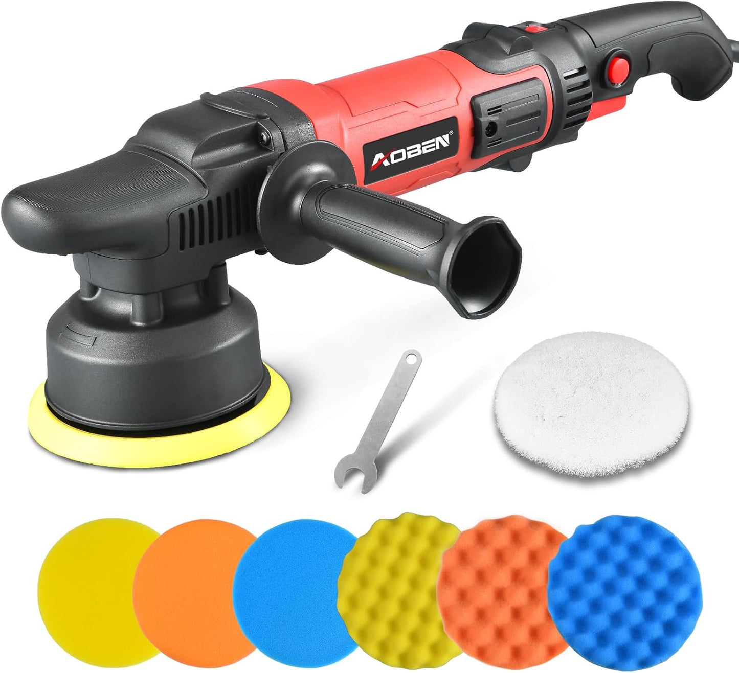AOBEN Car Buffer Polisher,6 inch Dual Action Polisher,Random Buffer Polisher kit with 6 Variable Speed 1000-4500rpm,Detachable Handle,4 Buffing Pads for Car detailing Polishing and Waxing