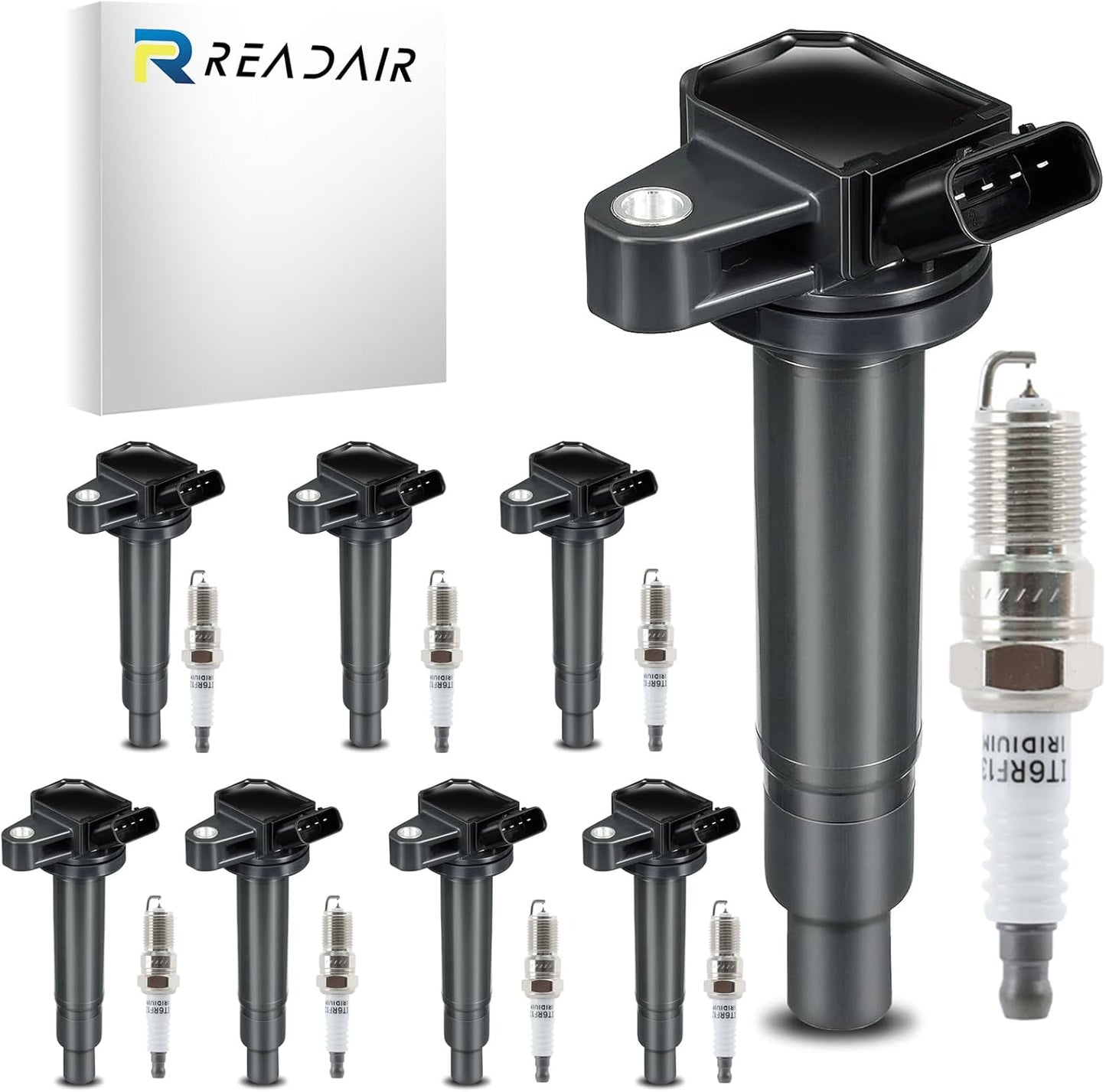 UF575 Ignition Coil & 1675 Double Iridium Spark Plug for Audi A3 A4 A5 A6 Q5 R8 TT RS4 RS5/Volkswagen Jetta Passat Beetle CC Golf GTI Replaces# C1627 07K905715F E1075