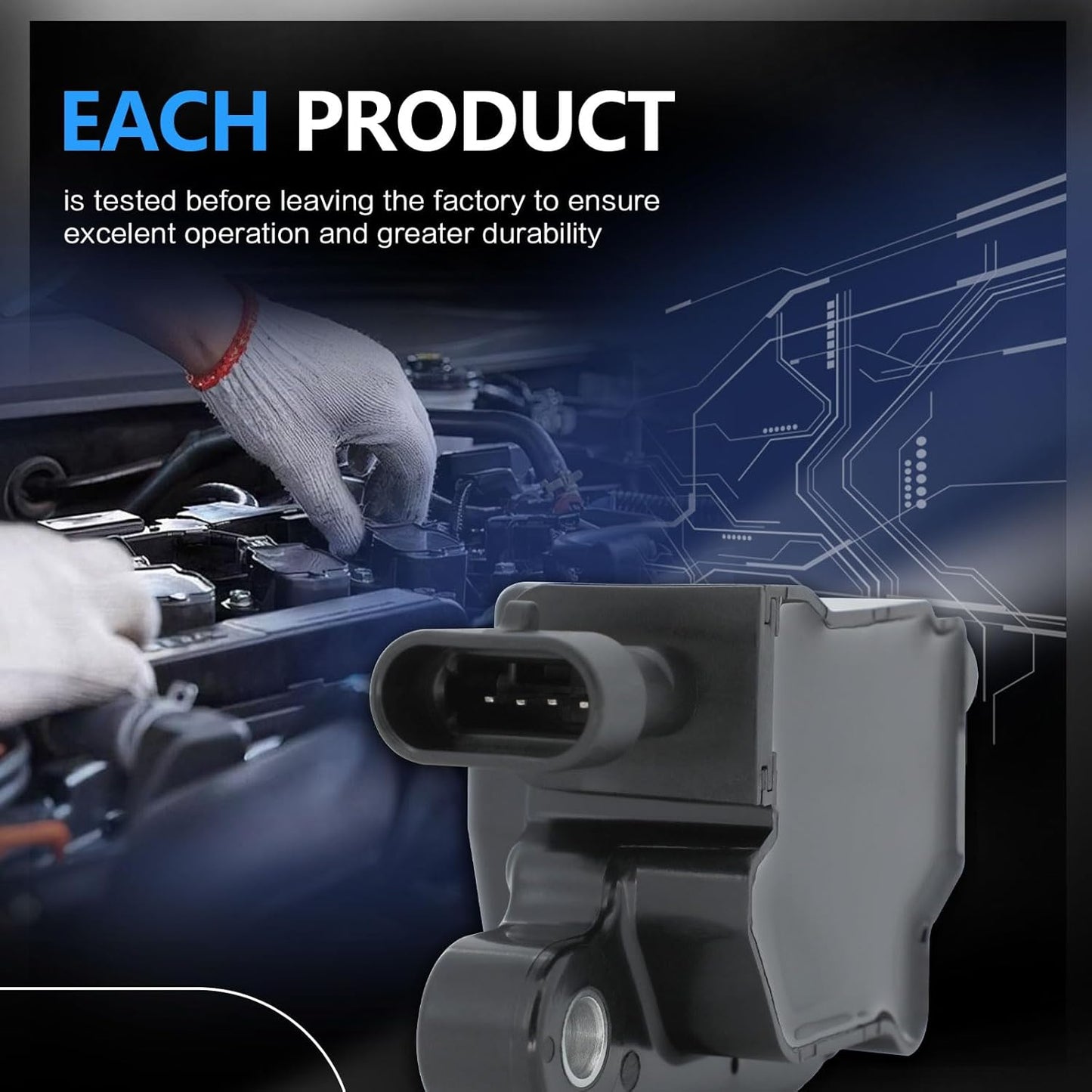 Set of 8 Square Ignition Coil Pack Replacement for Chevrolet GMC Cadillac Camaro Corvette Express Impala CTS Rainier Avalanche Silverado Suburban Savana V8 Replace# UF413 12611424 12570616