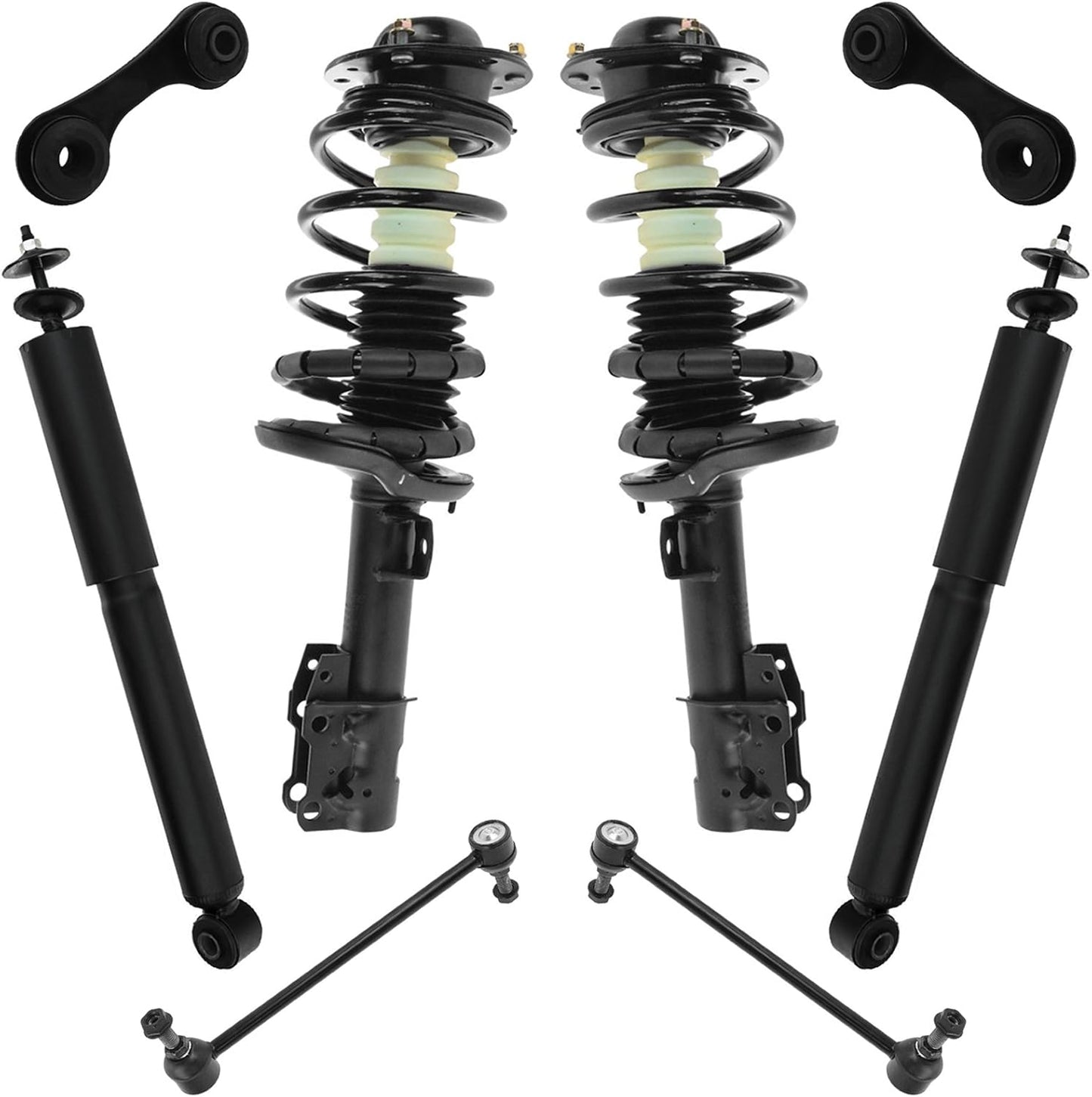 TRQ Front and Rear Suspension Kit Complete Strut & Coil Spring Assembly Shock Absorber Sway Bar Stabilizer Link Compatible with 06-13 BMW