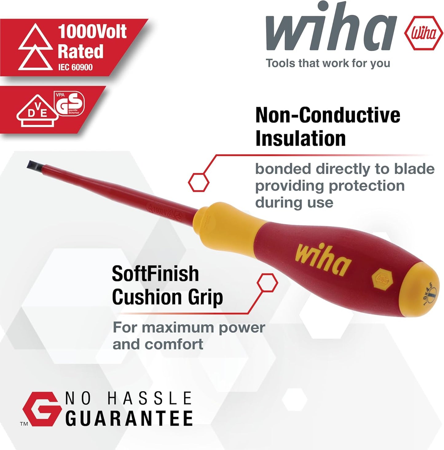 Wiha 32095 Slotted and Phillips Insulated Screwdriver Set, 1000 Volt, 19 Piece