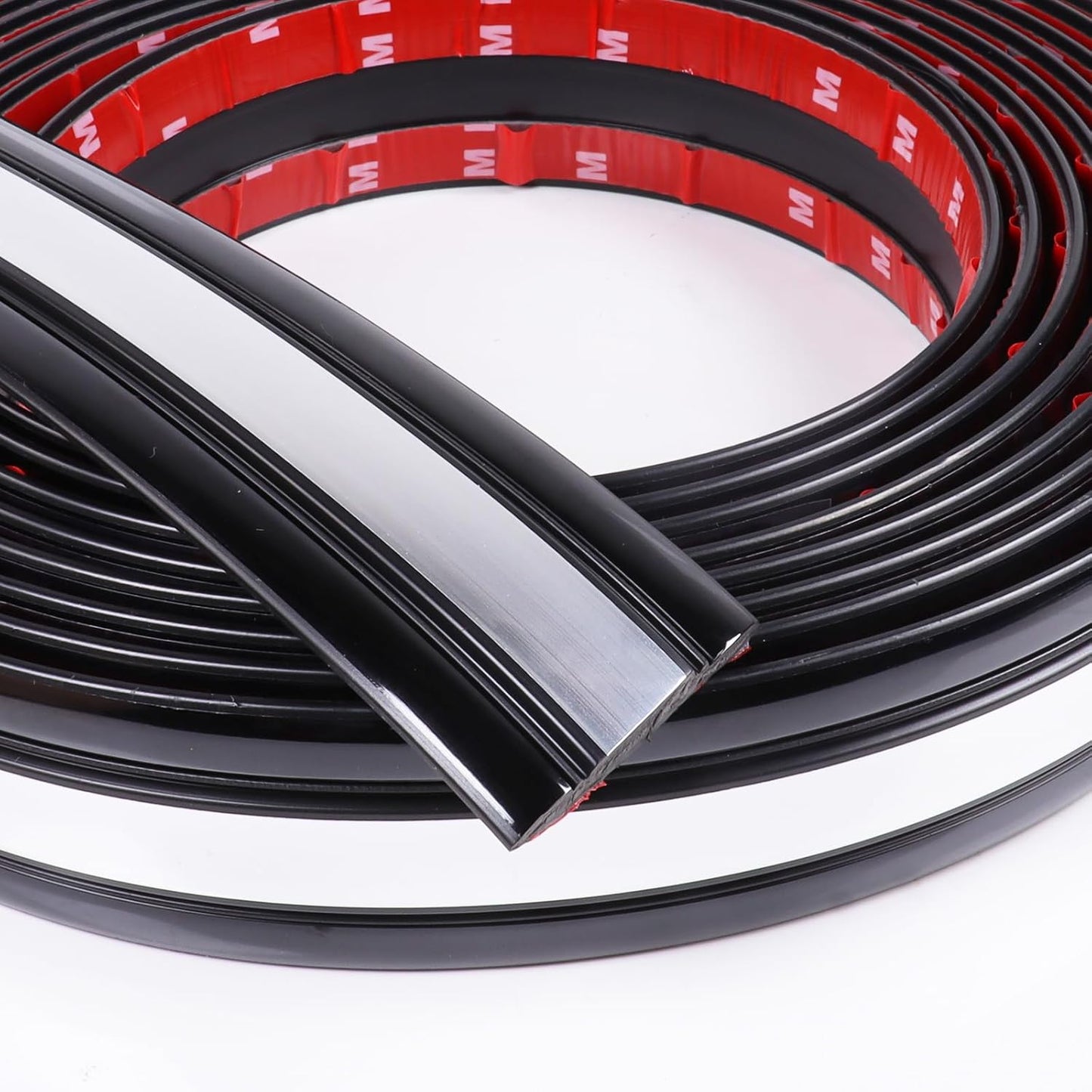 12Ft Automotive Trim Molding 43mm Wide Heavy Duty Car Side Moldings Self Adhesive, UV Protected Scratch-Proof for Truck RV Boat Body Bumper Door Window (Black with Chrome)