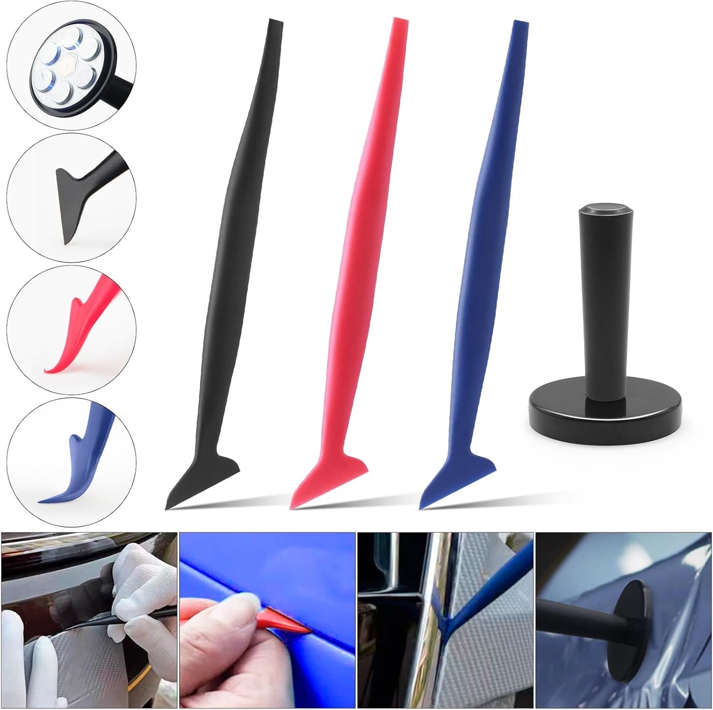 Vehicle Vinyl Wrap Applicator Tool Kit Car Wrap Squeegee Kit Automotive Window Tint Tools with Vinyl Wrap Magnetic Holder for Car Wrapping