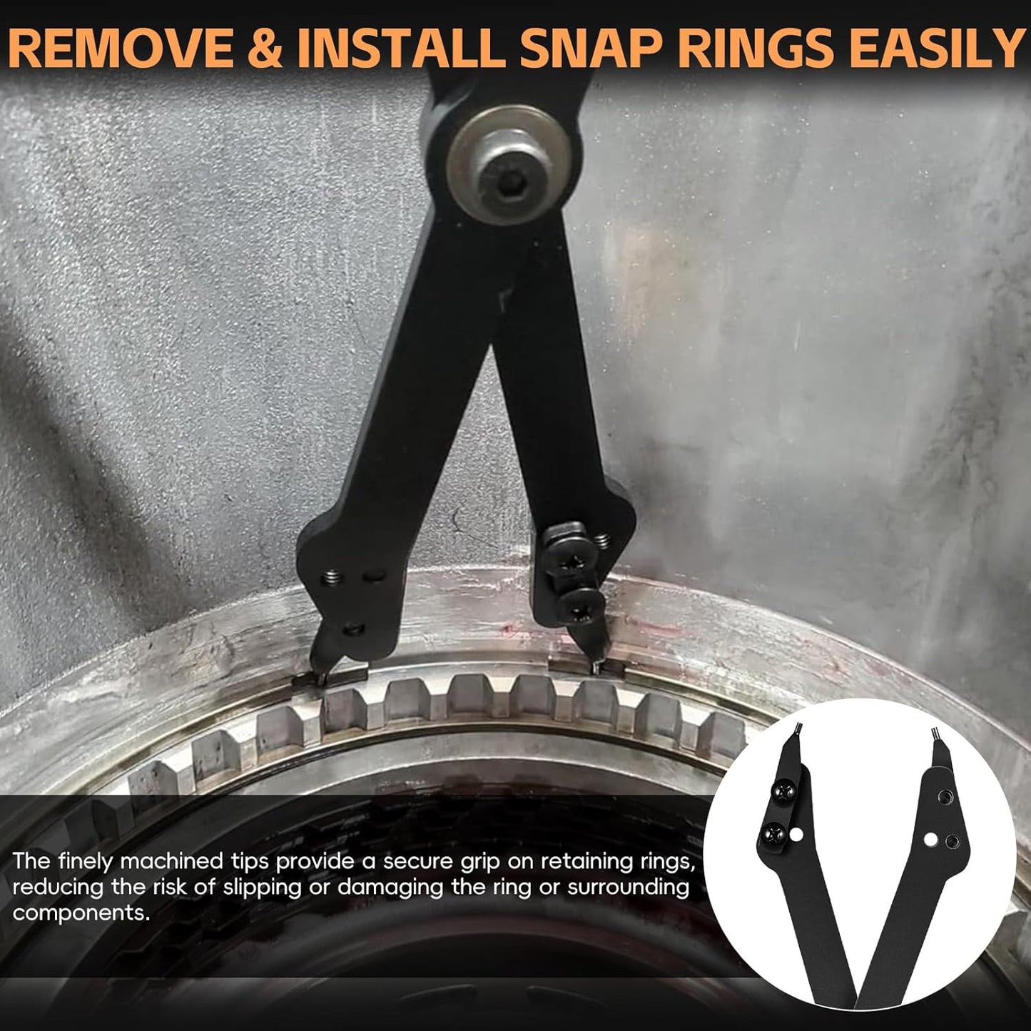 Sunluway 1489-26" Internal Retaining Ring Pliers, Large Snap Ring Pliers with Straight Tips for GM 5L40, 5L50, 6L50, 6L80 and 6L90 Transmissions, Heavy-duty Snap Ring Removal Pliers