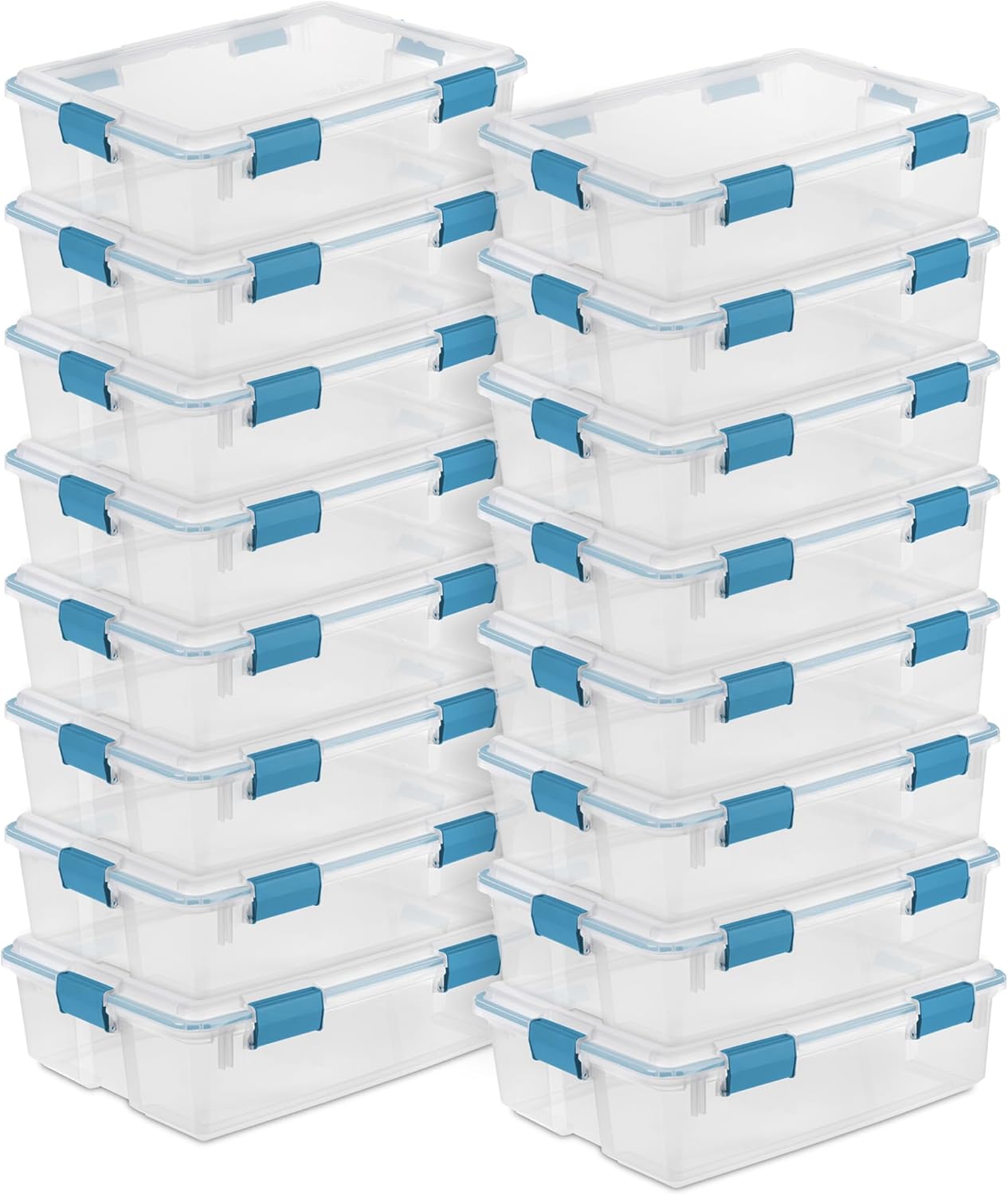 Sterilite 12-Pack Gasket Box, Weather-Resistant Storage Bins with Latching Lids, 54 Quart - Heavy-Duty Organizing Containers for Closet, Bathroom, and Office