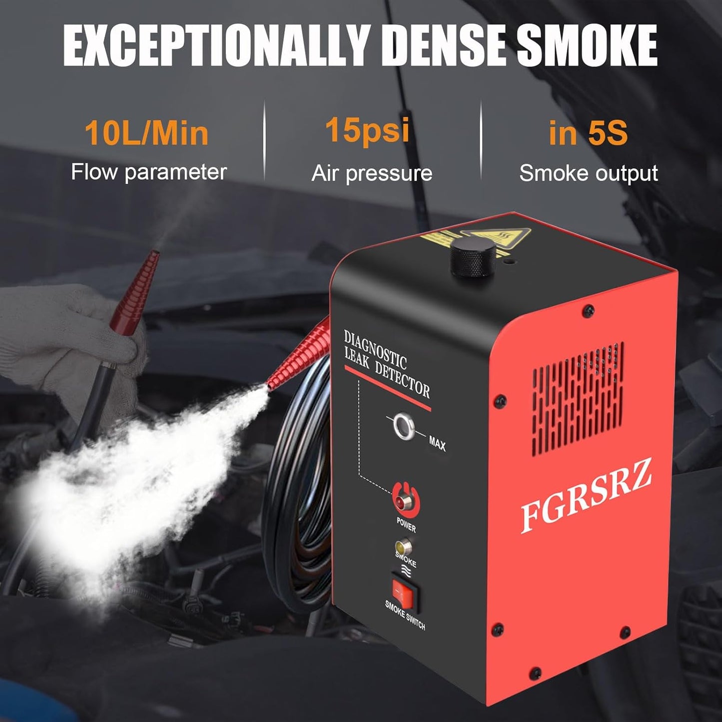 Smoke Machine Automotive, 12V DC Car Smoke Leak Tester With Built-In Air Pump, 100ML Smoke Tester Automotive, EVAP Smoke Machine Leak Tester, Automotive Smoke Machine Leak Detecto/Oil-Excluded (Red)