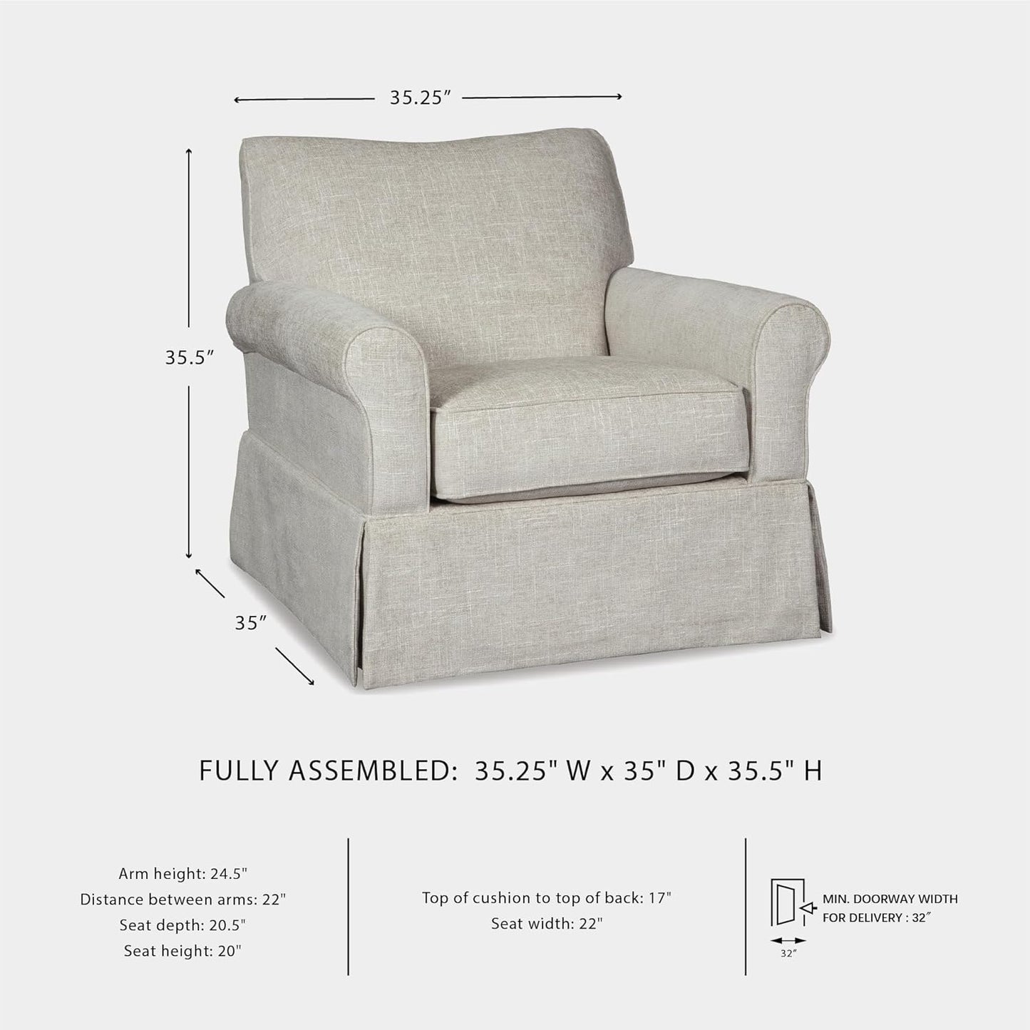 Signature Design by Ashley Searcy Upholstered Swivel Glider Accent Chair, Gray