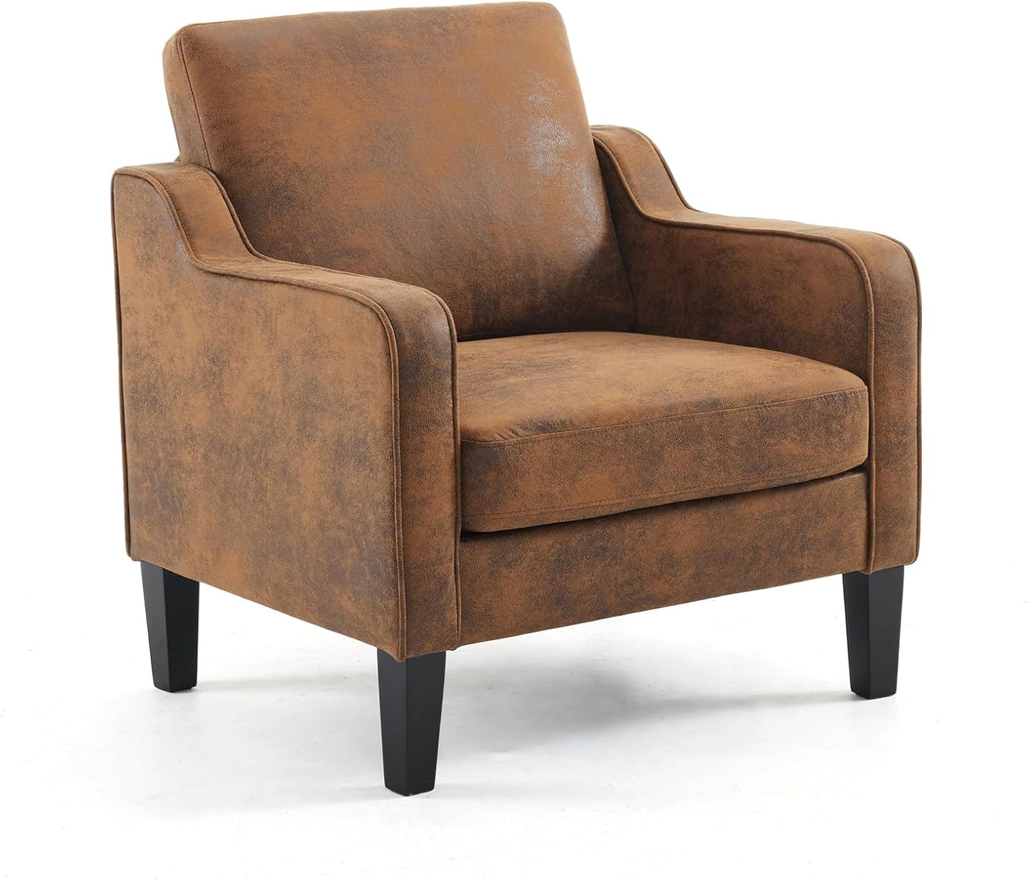VINGLI Accent Chairs Set of 2 Living Room Chairs Light Brown Reading Chair for Bedroom Scooped Arm Chair Mid Century Modern Accent Chairs Upholstered Comfy Chair for Apartment, Waiting Room