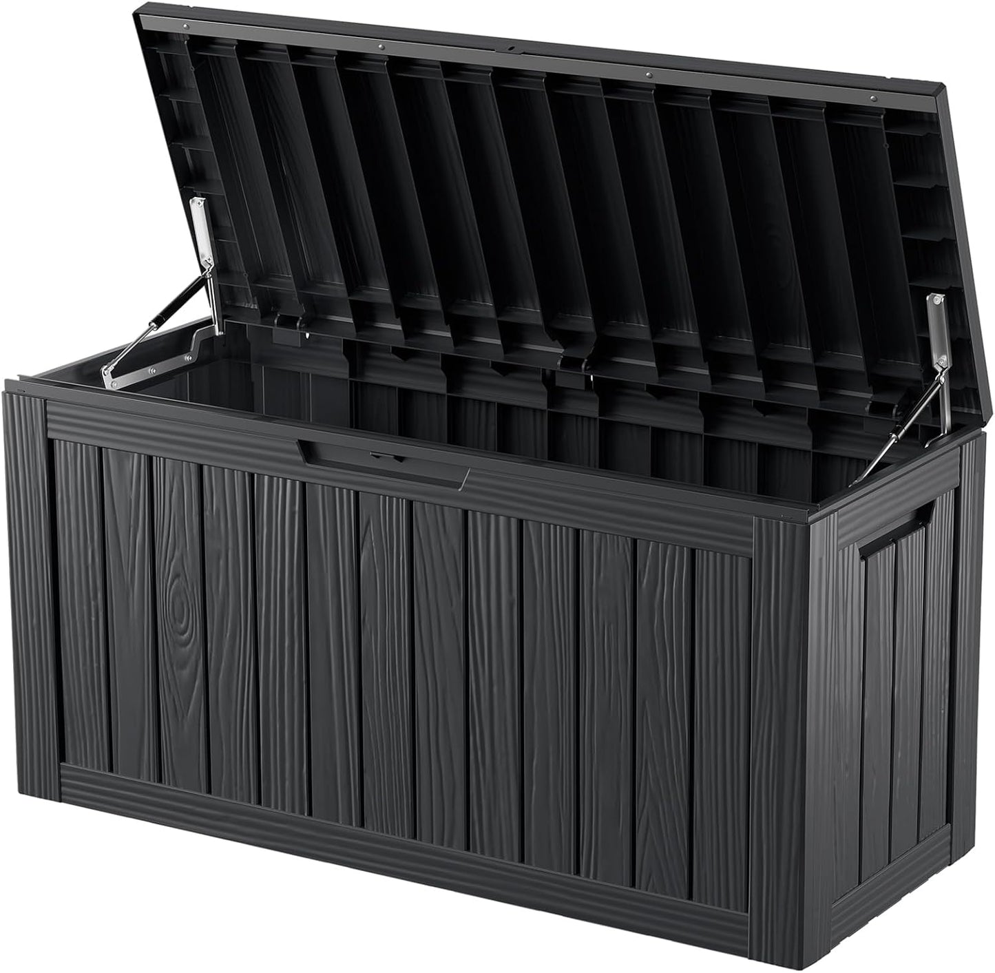 320 Gallon Outdoor Storage Box Waterproof Lockable Resin Deck Box Large, Patio Storage Bin for Pool Accessories Cushion Furniture, Garden Tools, UV-Resistant Outside Delivery Black