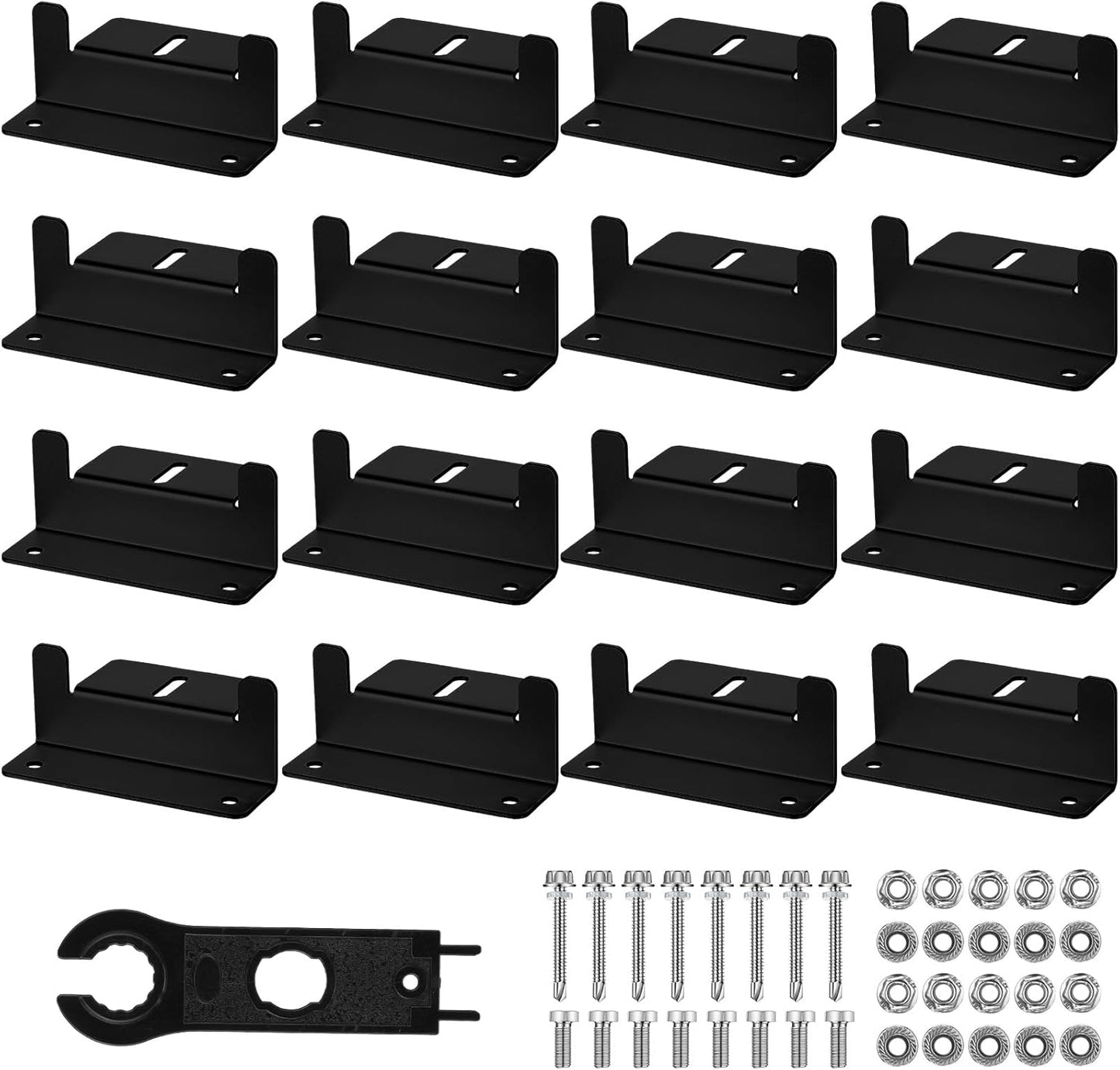Tatuo 40 Sets Solar Panel Mounting Brackets Z Bracket Aluminum Alloy Solar Panel Mounting Brackets Kit with Nuts and Bolts for Boat, Wall and Other Off Gird Roof Installation, Black