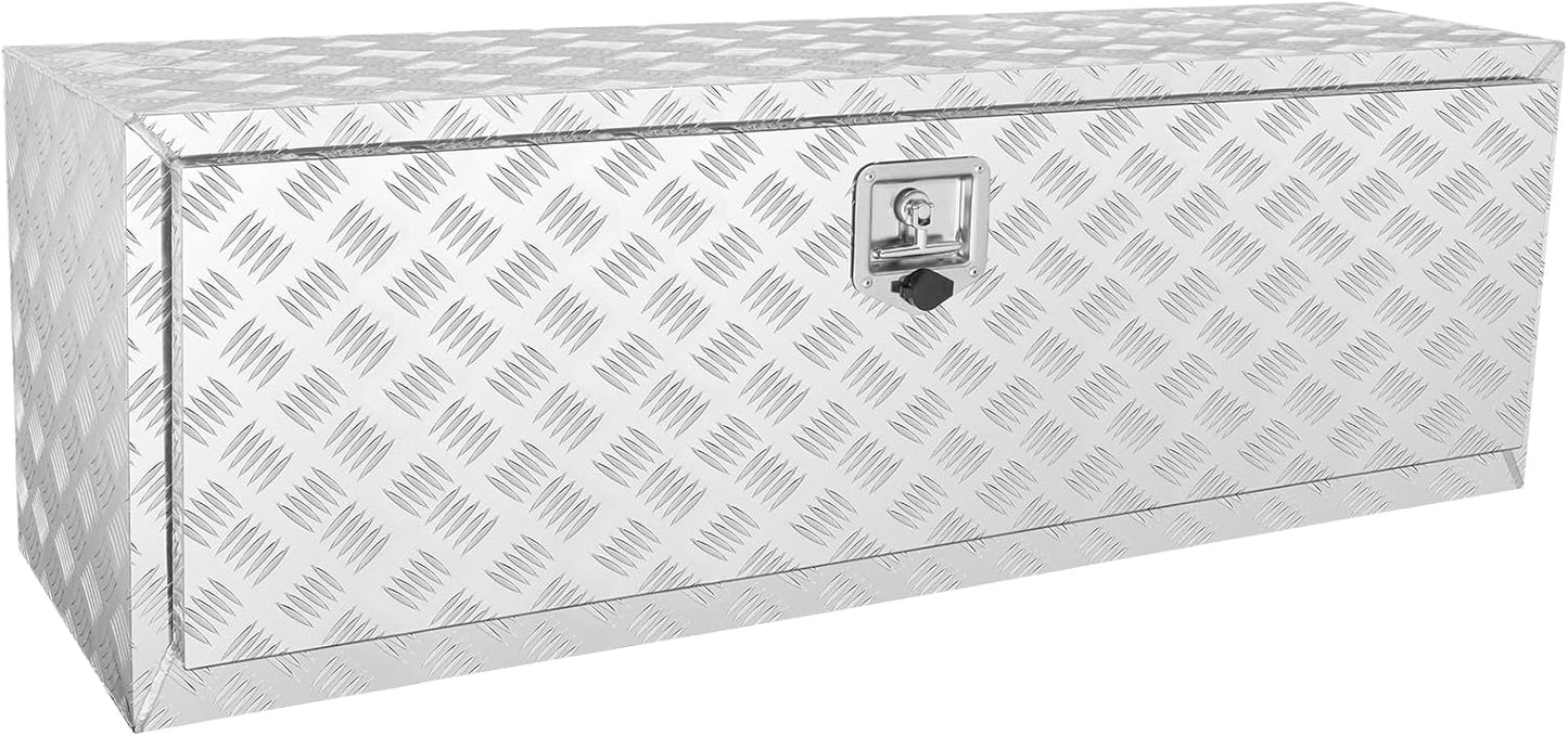 VEVOR Underbody Truck Box, 36" x 14" x 16" Pickup Storage Box, Heavy Duty Aluminum Diamond Plate Tool Box with Lock and Keys, Waterproof Trailer Storage Box with T-Handle Latch for Truck, Van, Trailer