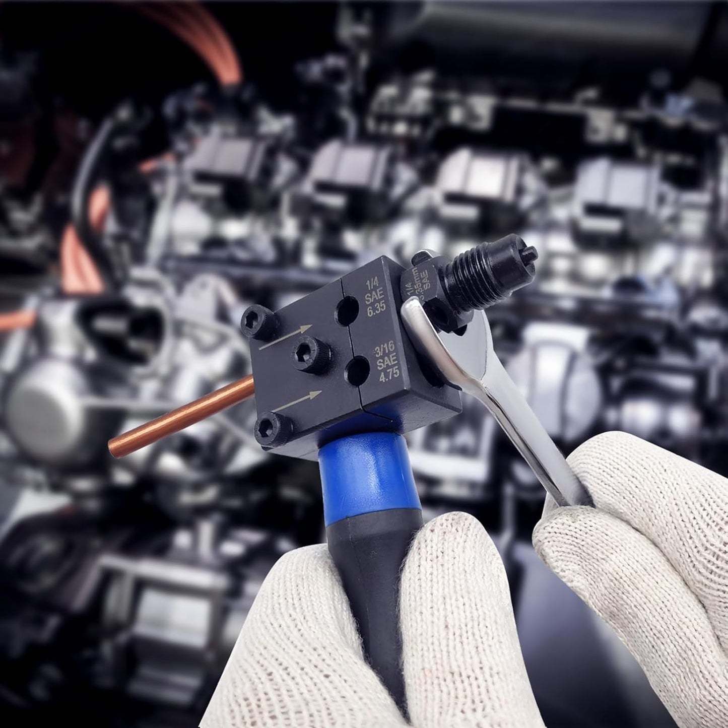 Brake Line Flaring Tool Kit, 3/16 in and 1/4 in Double Flaring Tool, Flare Tool for Vehicle Brake & Hydraulic Lines