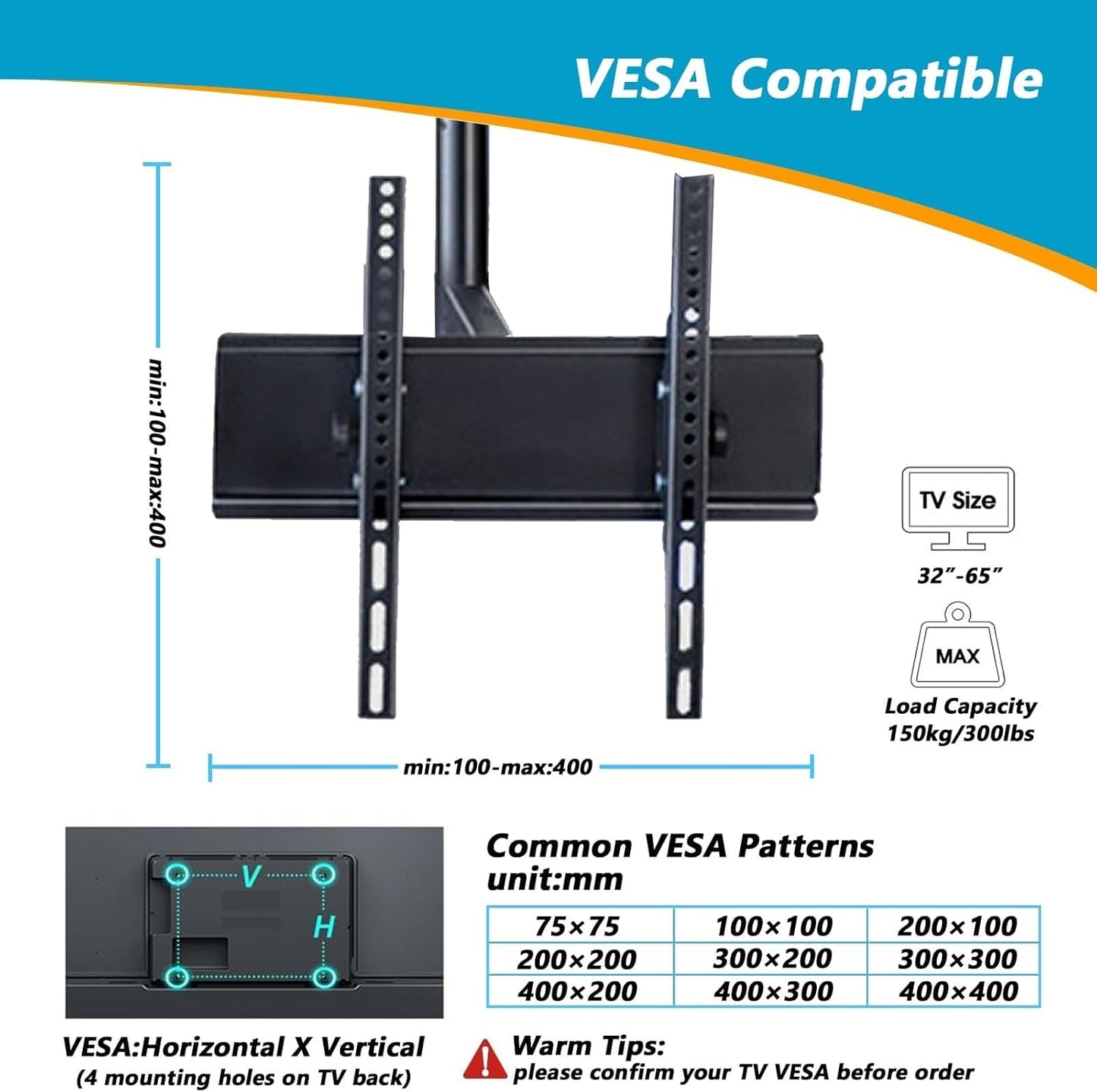 4 Sides TV Ceiling Mount Bracket,Adjustable Tilt & Swivel TV Ceiling Mount,LCD TV 360 Degree Rotating Frame,for 30-50 Inch TVs,Support 4 Screens