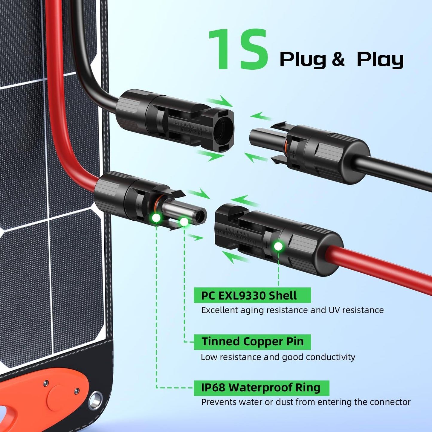 Solar to XT60 Charge Extension Cable 10AWG 25Ft, Solar Connector to XT60 Adapter Cable for Solar Panel to LiFePO4 Battery RV Portable Power Station Solar Generator,10AWG 25Ft