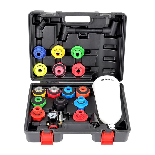BILITOOLS Oil Funnel Kit for Engine Oil Change, Automotive Funnel Set with 15 Adapters, One-Hand Operation, No-Spill Design for Most Vehicles