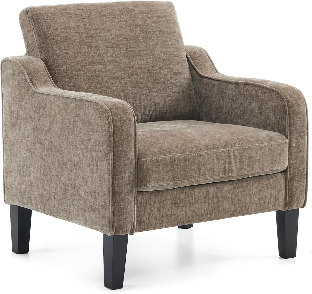 VINGLI Accent Chairs Set of 2 Living Room Chairs Light Brown Reading Chair for Bedroom Scooped Arm Chair Mid Century Modern Accent Chairs Upholstered Comfy Chair for Apartment, Waiting Room