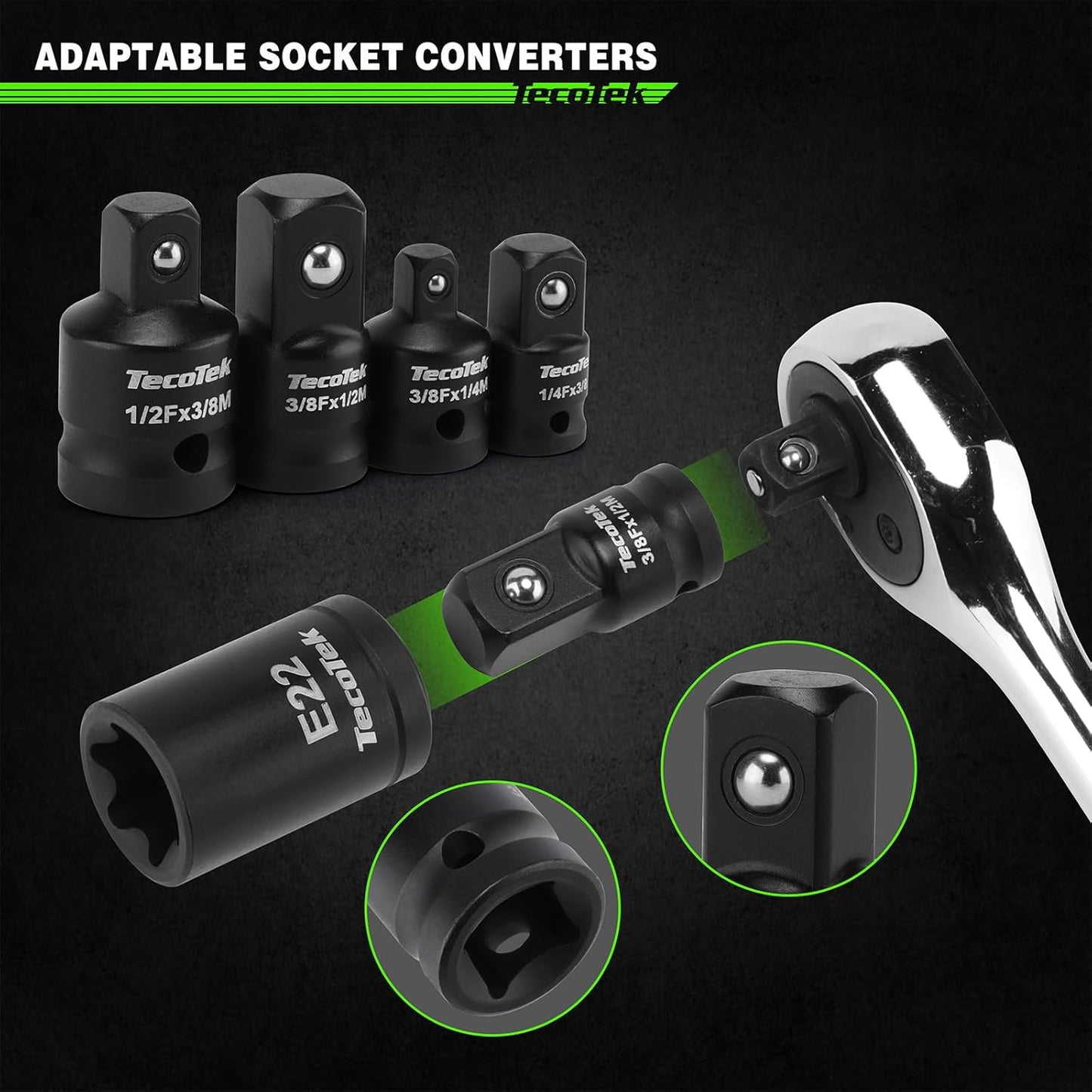 67-Piece Master Torx Bit Socket and External Torx Socket Set, 1/4", 3/8" and 1/2" Drive, S2 and Cr-V Steel, E4 - E24, T6 - T70, TT6 - TT70, TP8 - TP60, Includes 7PCS Socket Adapters