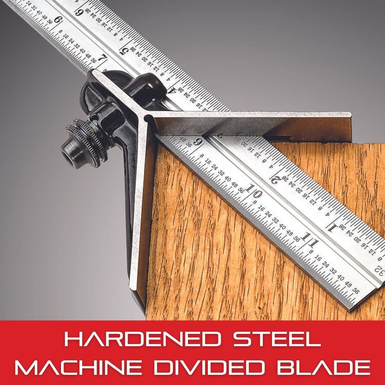Starrett Combination Set with Square, Center and Reversible Protractor Head and Blade - 12" Blade Length, Forged and Hardened Steel, 16R Graduation Type - C434-12-16R