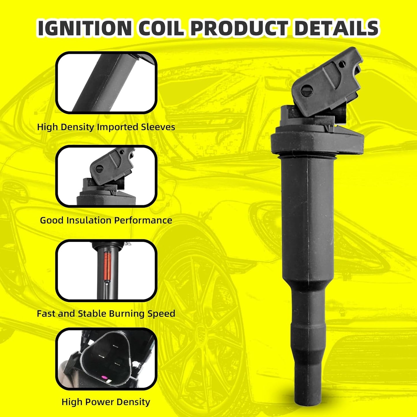 Set of 4 Ignition Coils Pack UF667 65830571 & 4 PCS Iridium Spark Plugs Compatible with BMW 228i 320i 328i 428i 528i X1 X3 X4 X5 Z4 xDrive GT Gran Coupe GC 2.0L