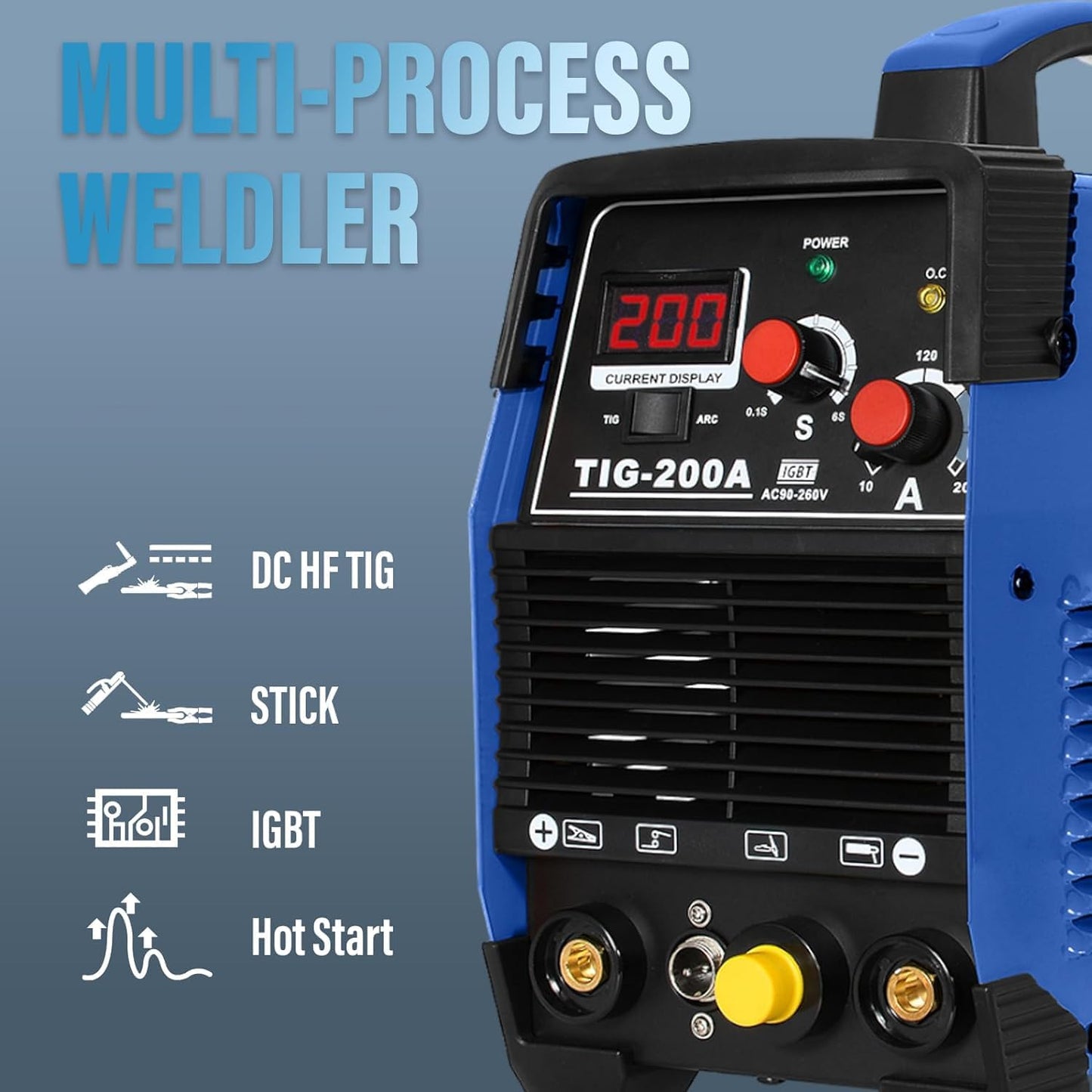 TIG Welder, 200 Amp 3-in-1 Multifunctional Machine - 110V/220V, ARC/DC TIG/Pulse TIG,Use 3/32 Tungsten Welding Rod