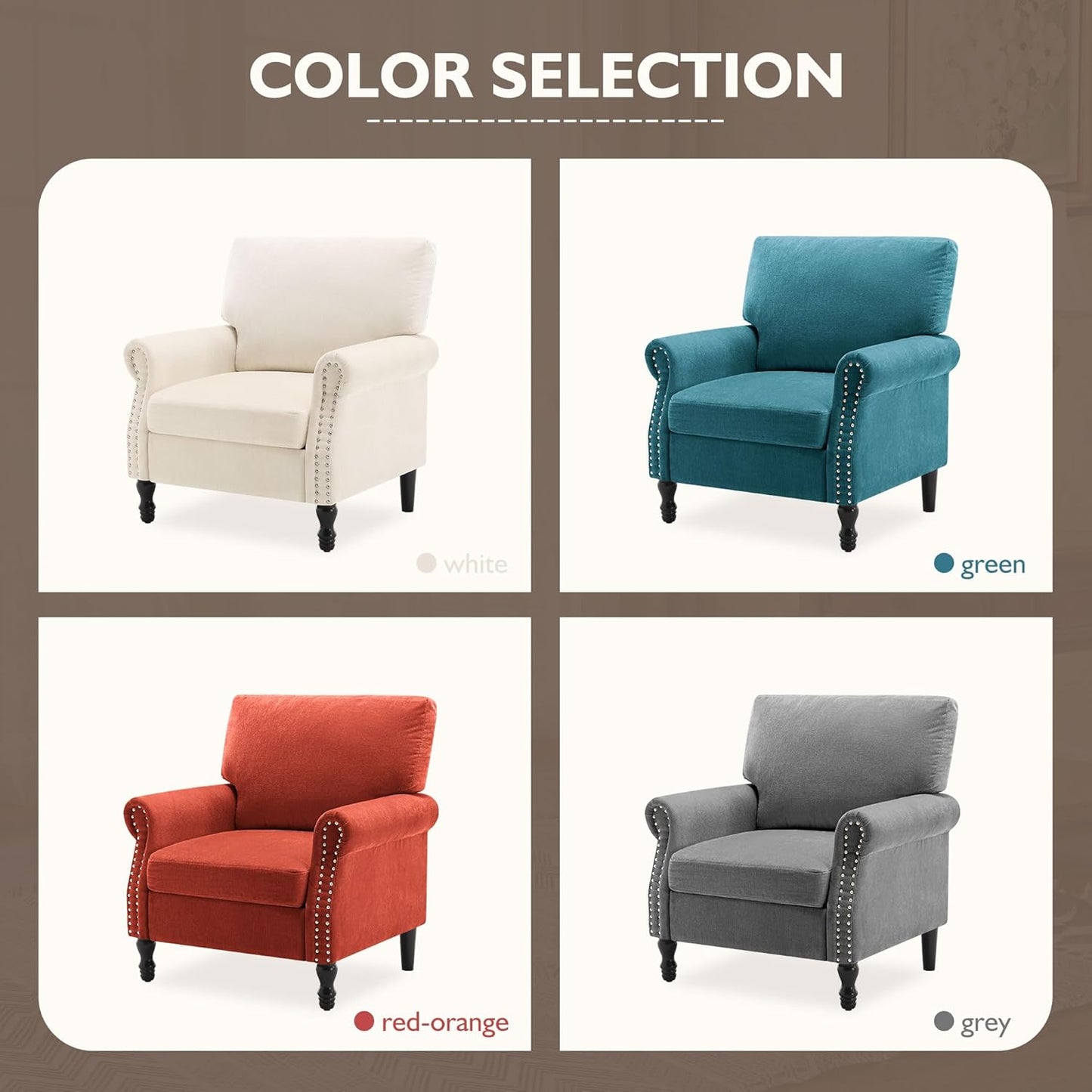 Accent Chair, High Back Upholstered Armchair with Solid Legs, Leisure Single Sofa Chair for Living Room, Bedroom, Home Office(Tangerine,All Senson)