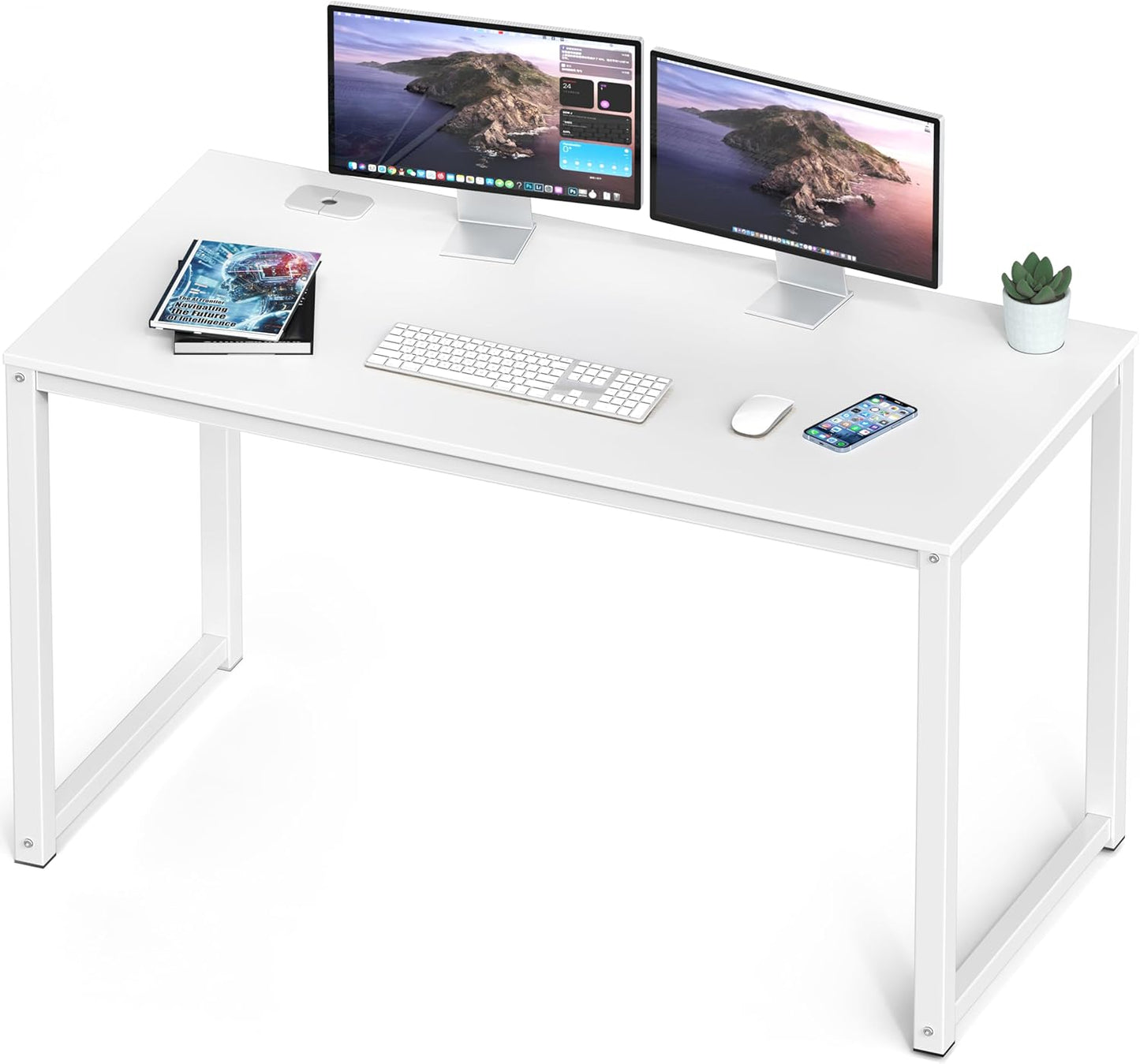 SHW 55-Inch Commercial-Grade Office Computer Desk, White