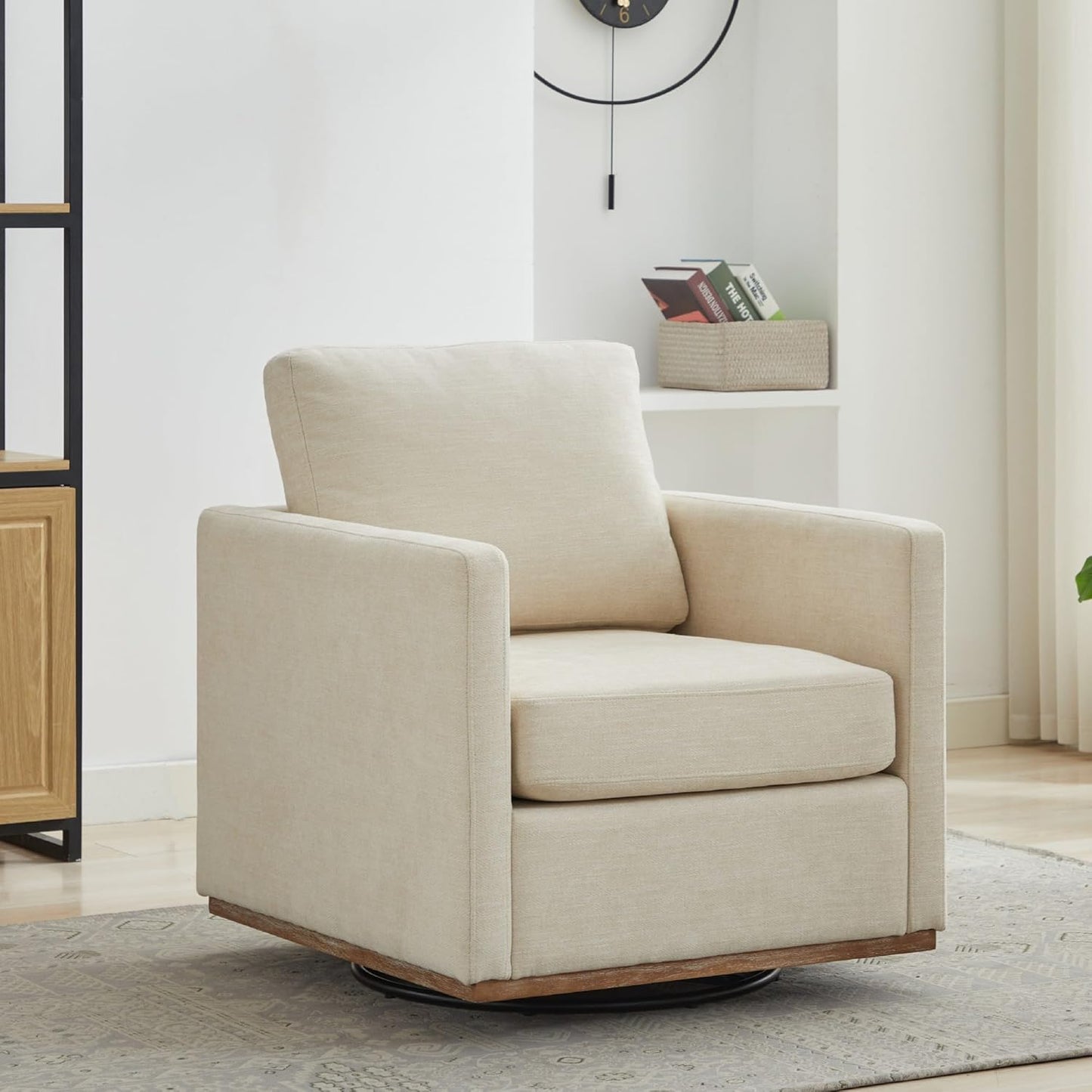 Sinzho & Wiyfun 30.7" W Upholstered Swivel Accent Chair Mid Century Modern Chenille Swivel Chairs for Living Room, Taupe