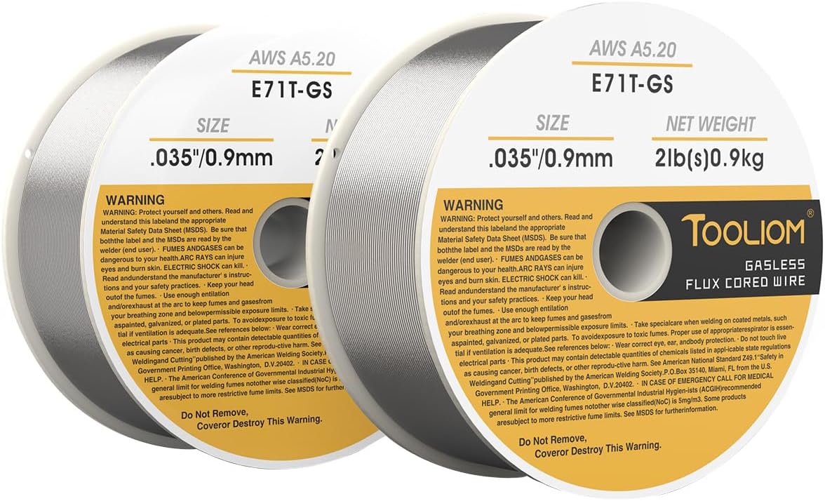 TOOLIOM E71T-GS .035" Diameter 10-Pound Spool Flux Core Self-shielded MIG Welding Wire for Carbon Steel 2 PCS