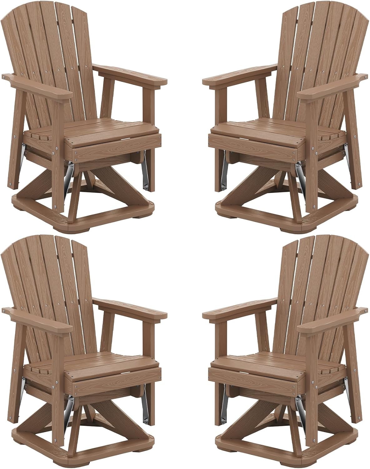 SERWALL Adirondack Swivel Glider Chair, HDPE Swivel Glider Set of 2 for Outdoor, All-Weather Glider Chair for Porch, Balcony, Midnight Black